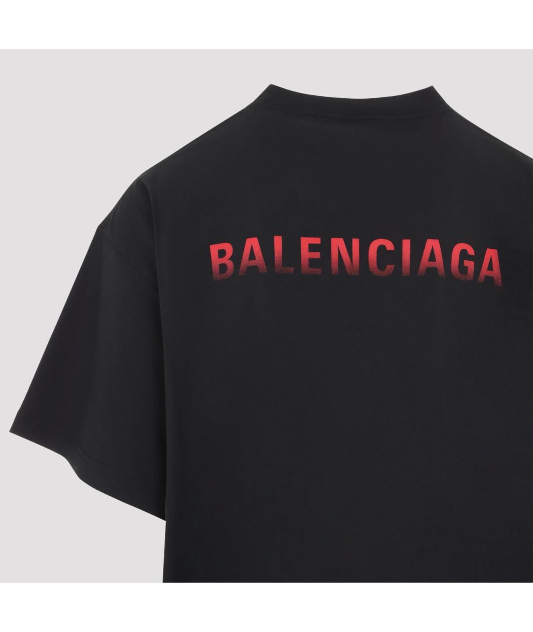 BALENCIAGA Черная хлопковая футболка, фото 4