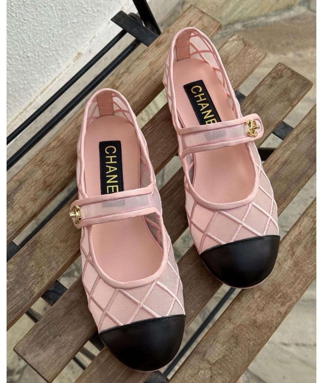 CHANEL Розовые текстильные балетки, фото 3
