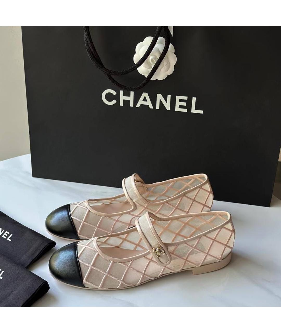CHANEL Розовые текстильные балетки, фото 2