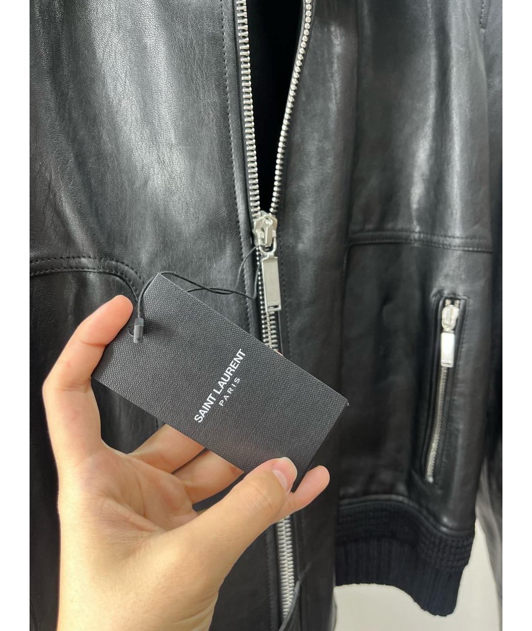 SAINT LAURENT Черная кожаная куртка, фото 4