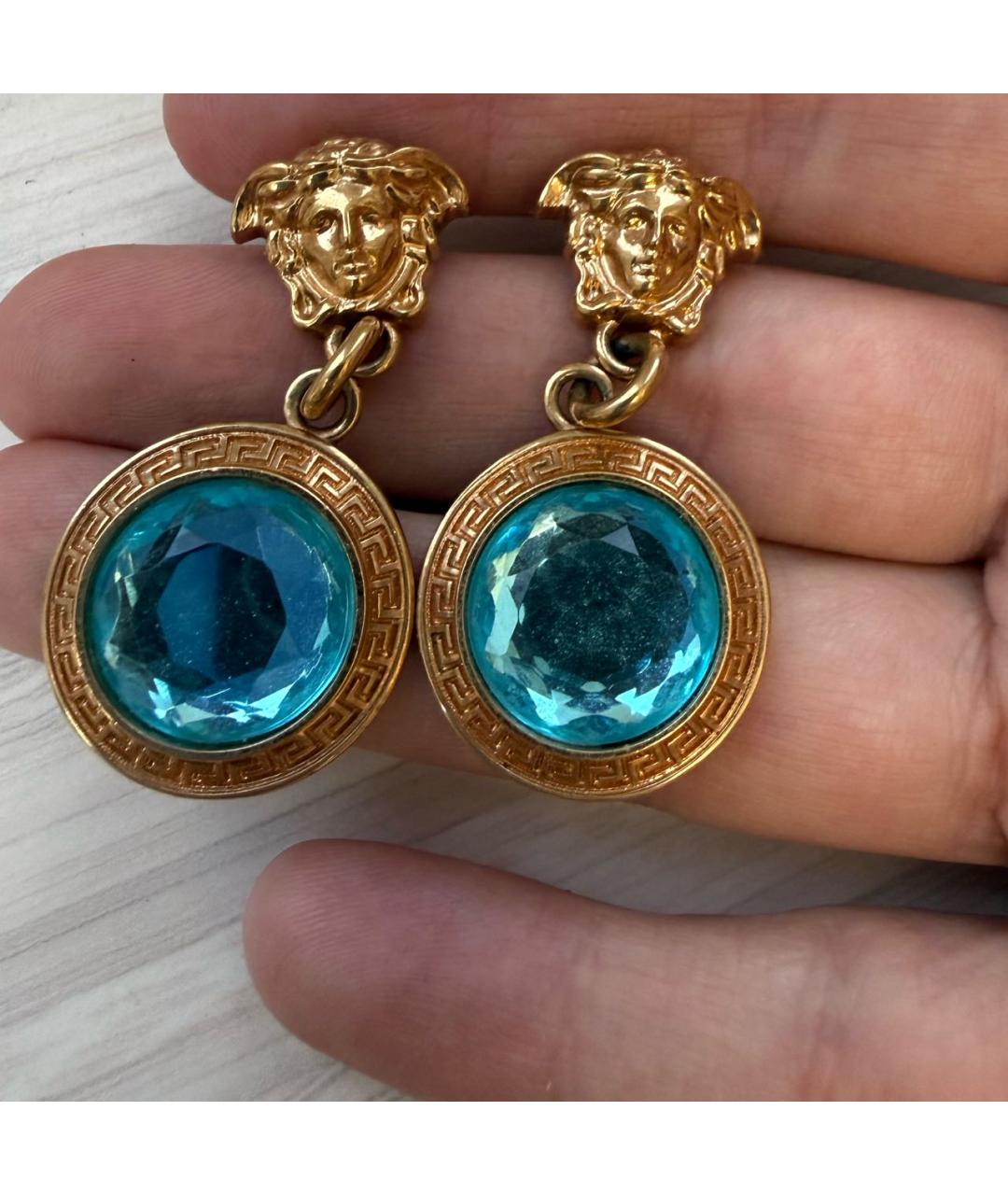 VERSACE Бирюзовые латунные серьги, фото 3
