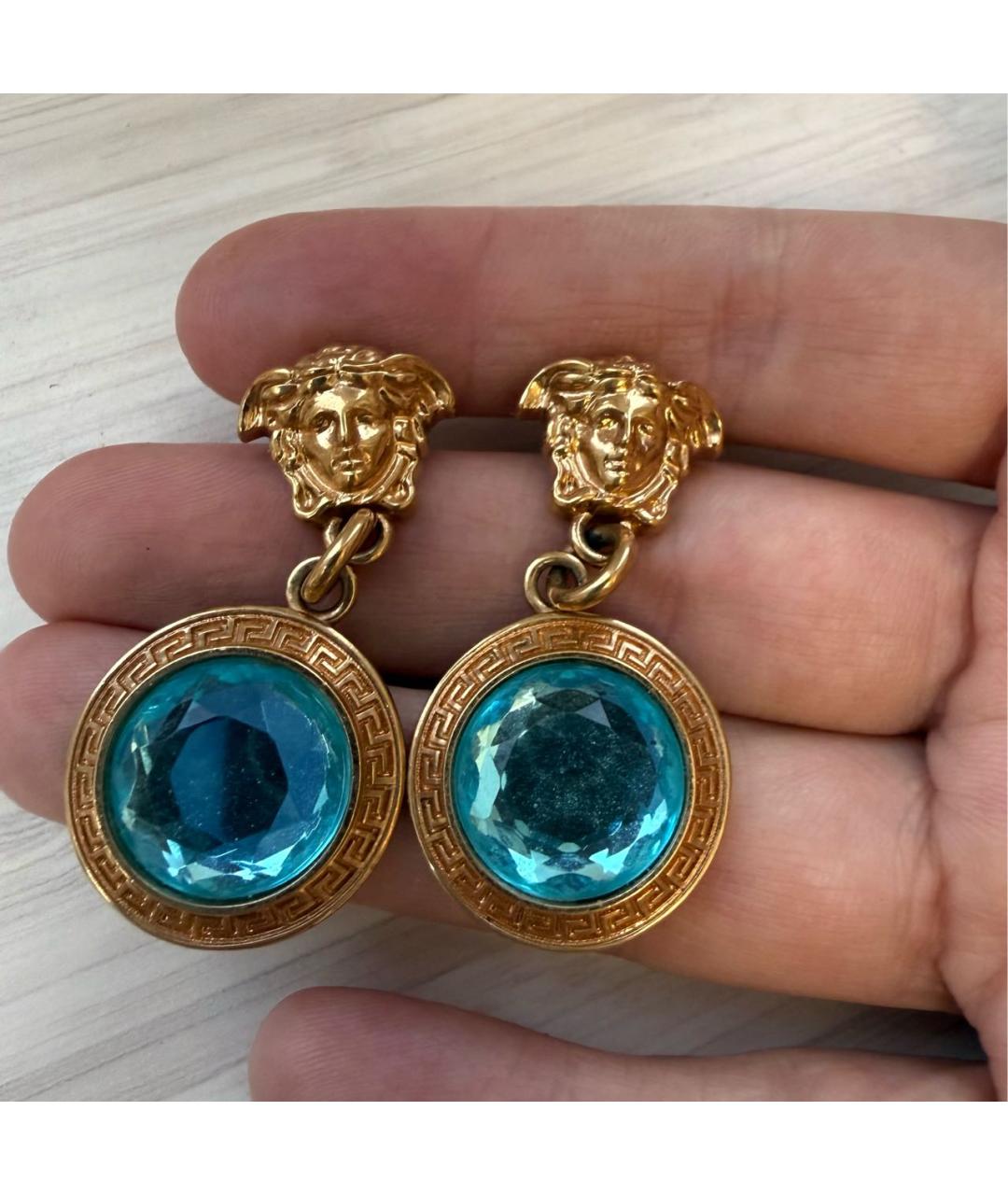 VERSACE Бирюзовые латунные серьги, фото 6