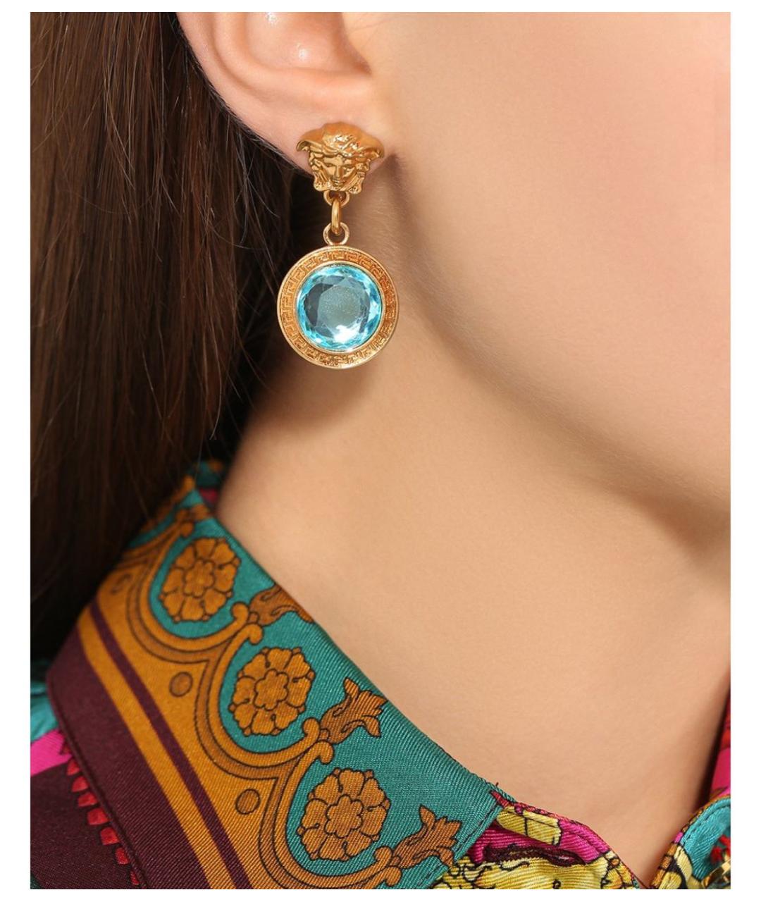 VERSACE Бирюзовые латунные серьги, фото 4