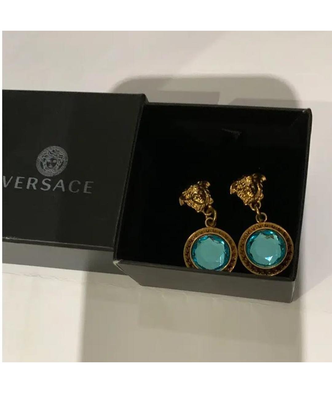 VERSACE Бирюзовые латунные серьги, фото 5