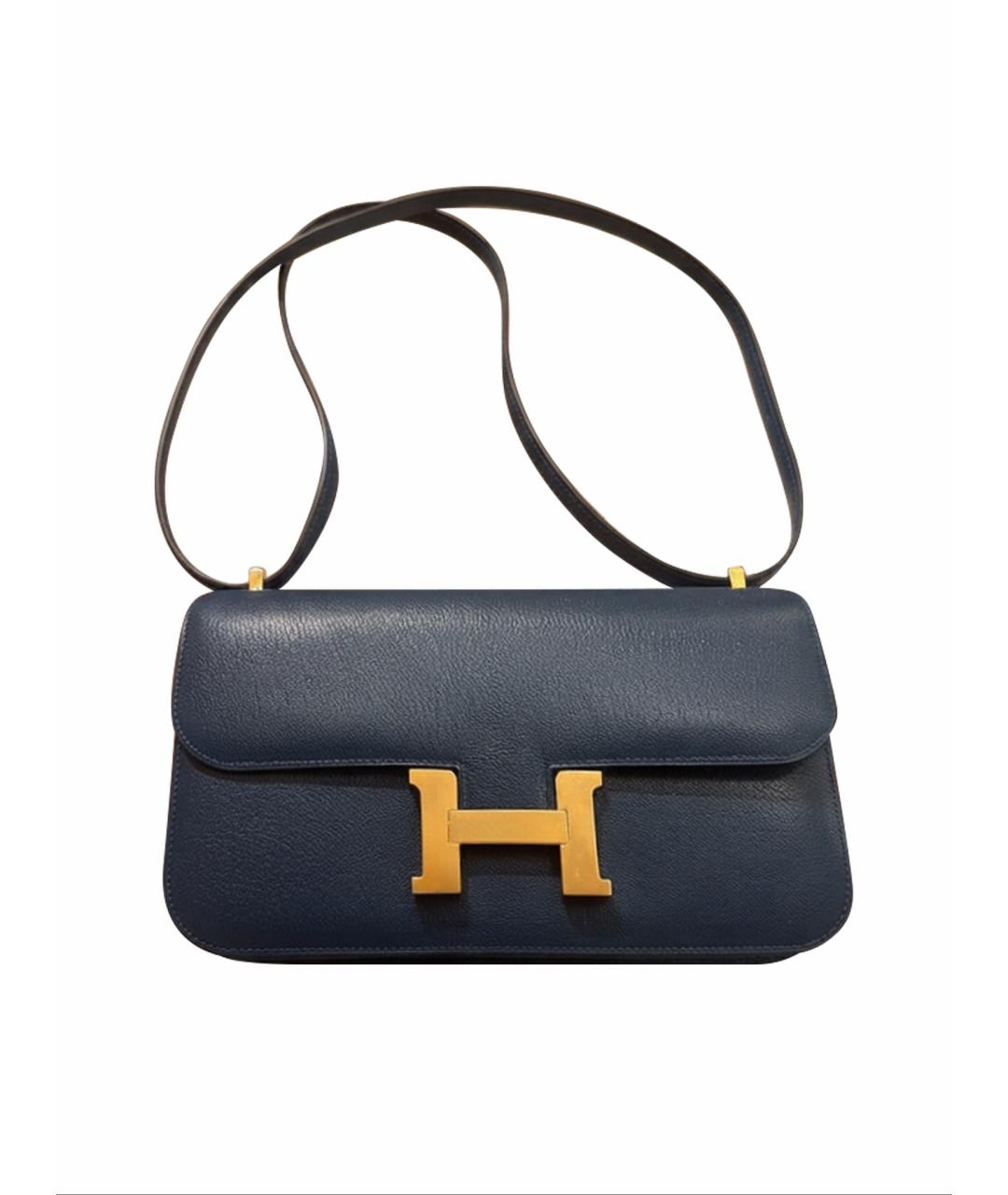 HERMES Темно-синяя кожаная сумка через плечо, фото 1