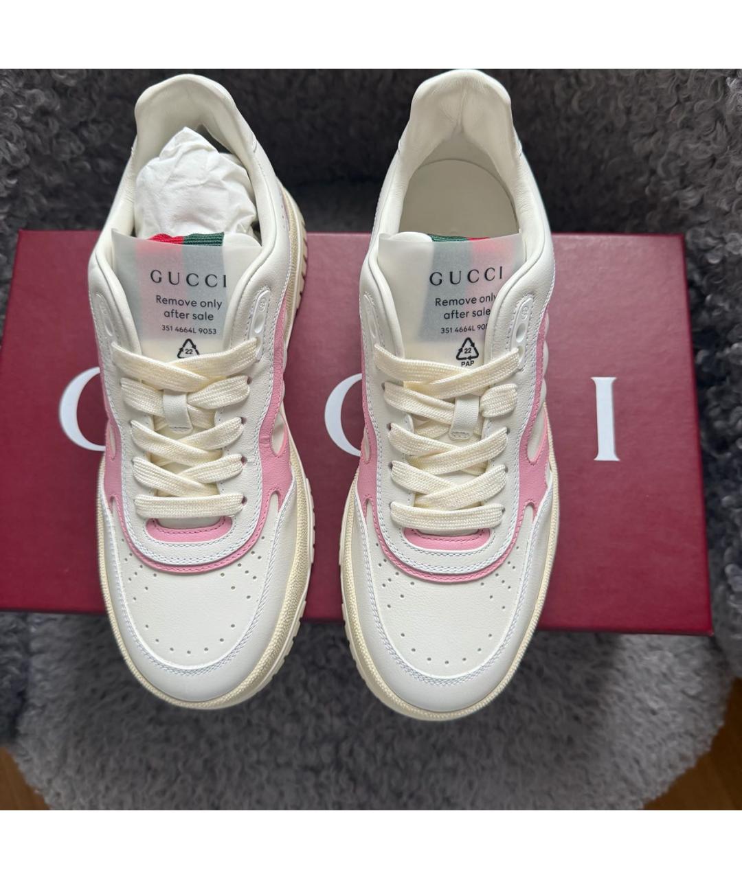 GUCCI Белые кожаные кеды, фото 3