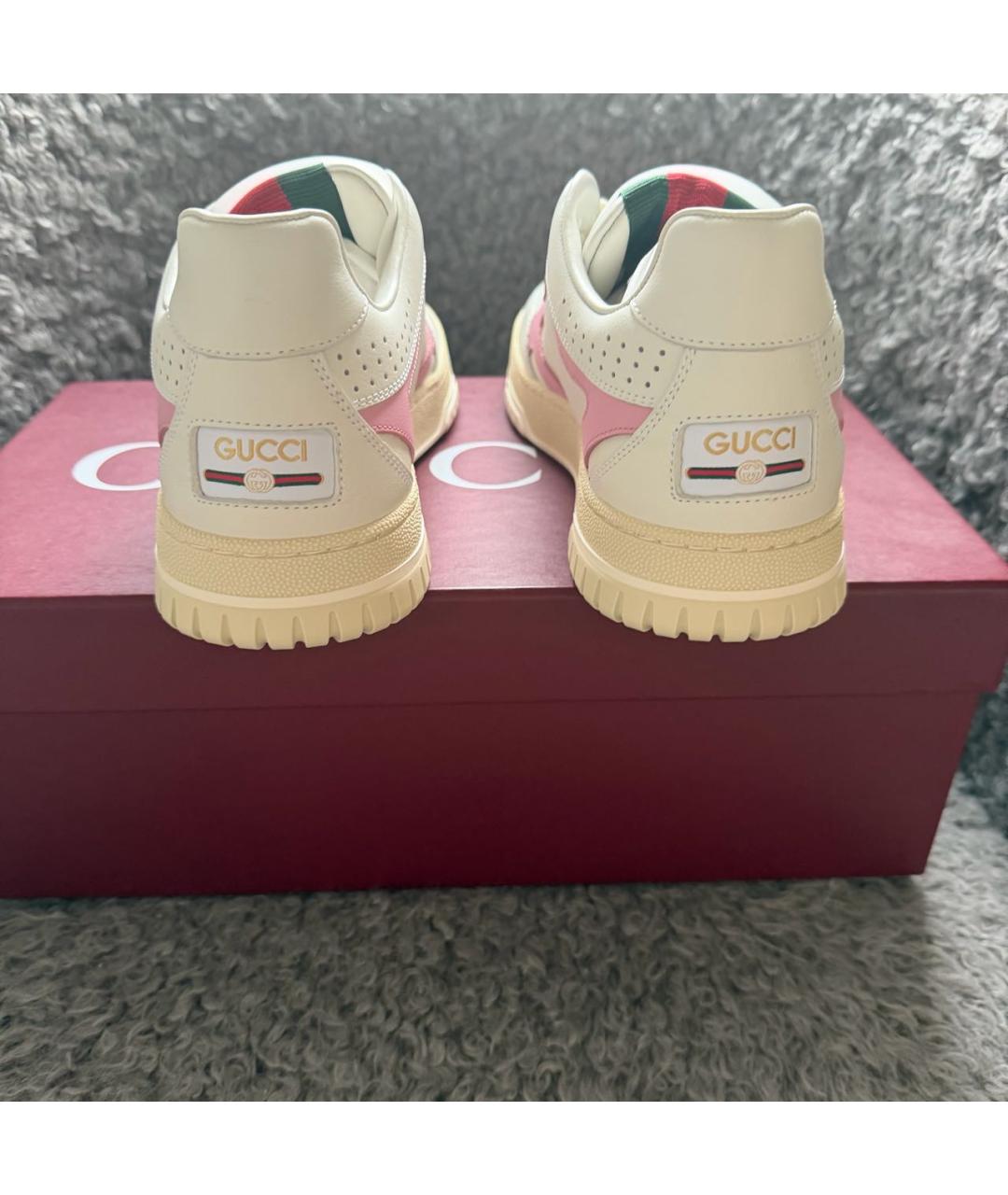 GUCCI Белые кожаные кеды, фото 4