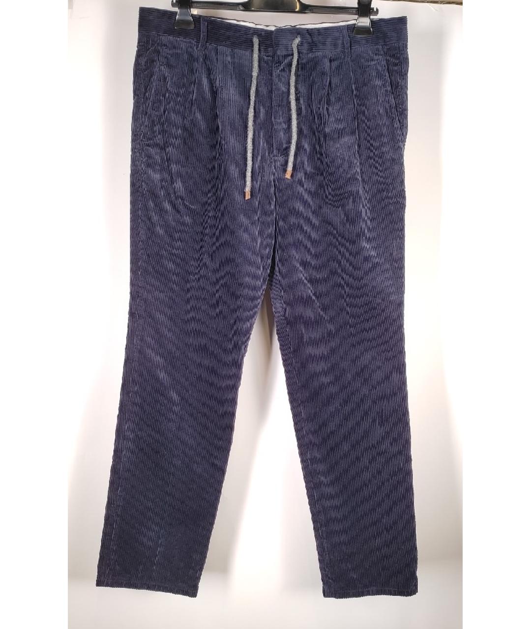 BRUNELLO CUCINELLI Синие хлопковые повседневные брюки, фото 7