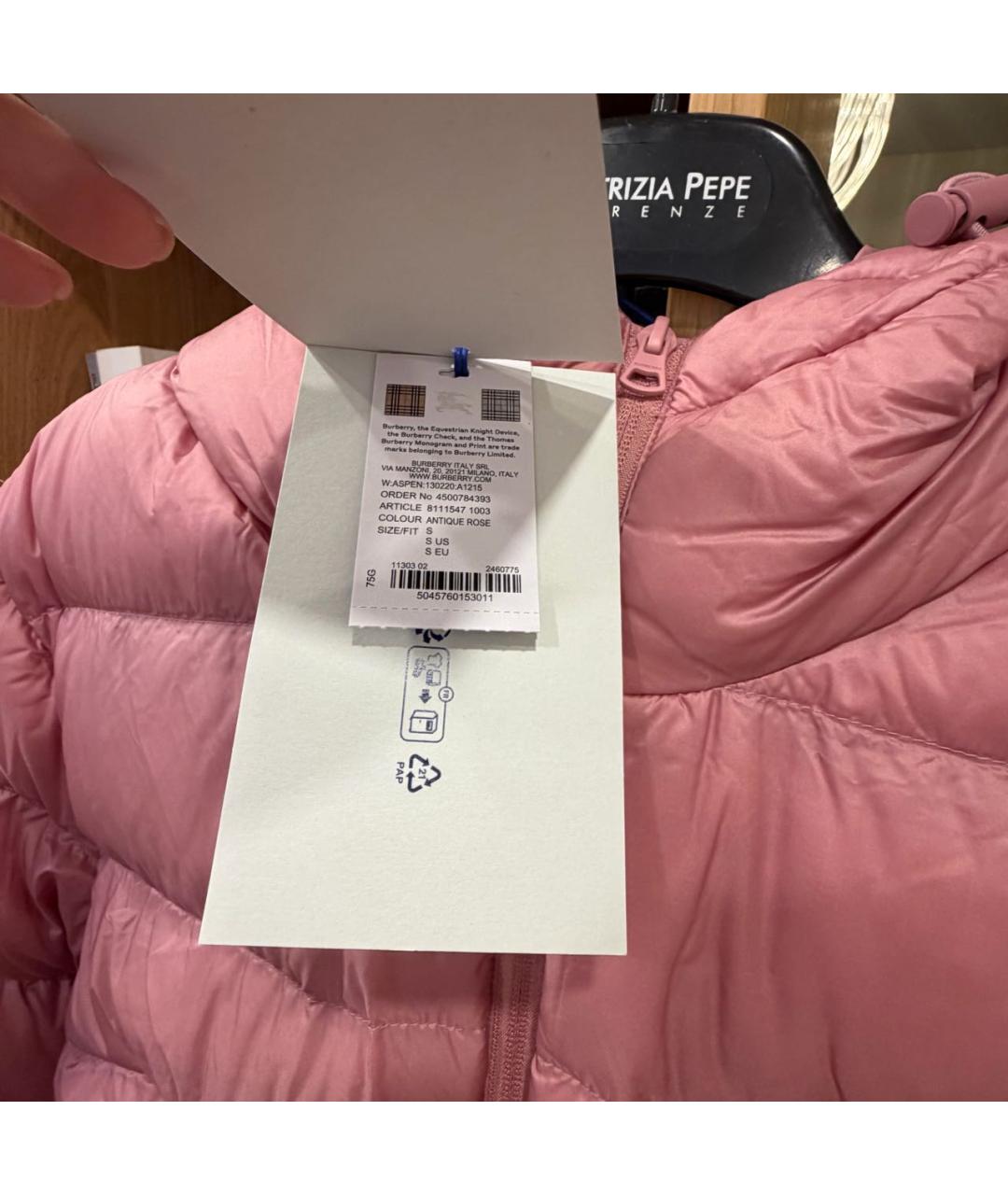 BURBERRY Розовая полиэстеровая куртка, фото 3