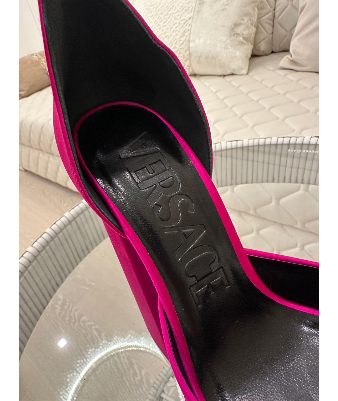 VERSACE Фуксия текстильные босоножки, фото 6