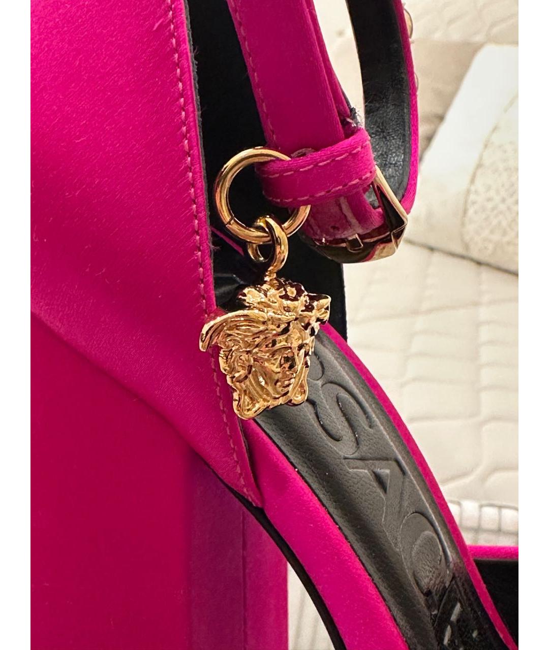VERSACE Фуксия текстильные босоножки, фото 5