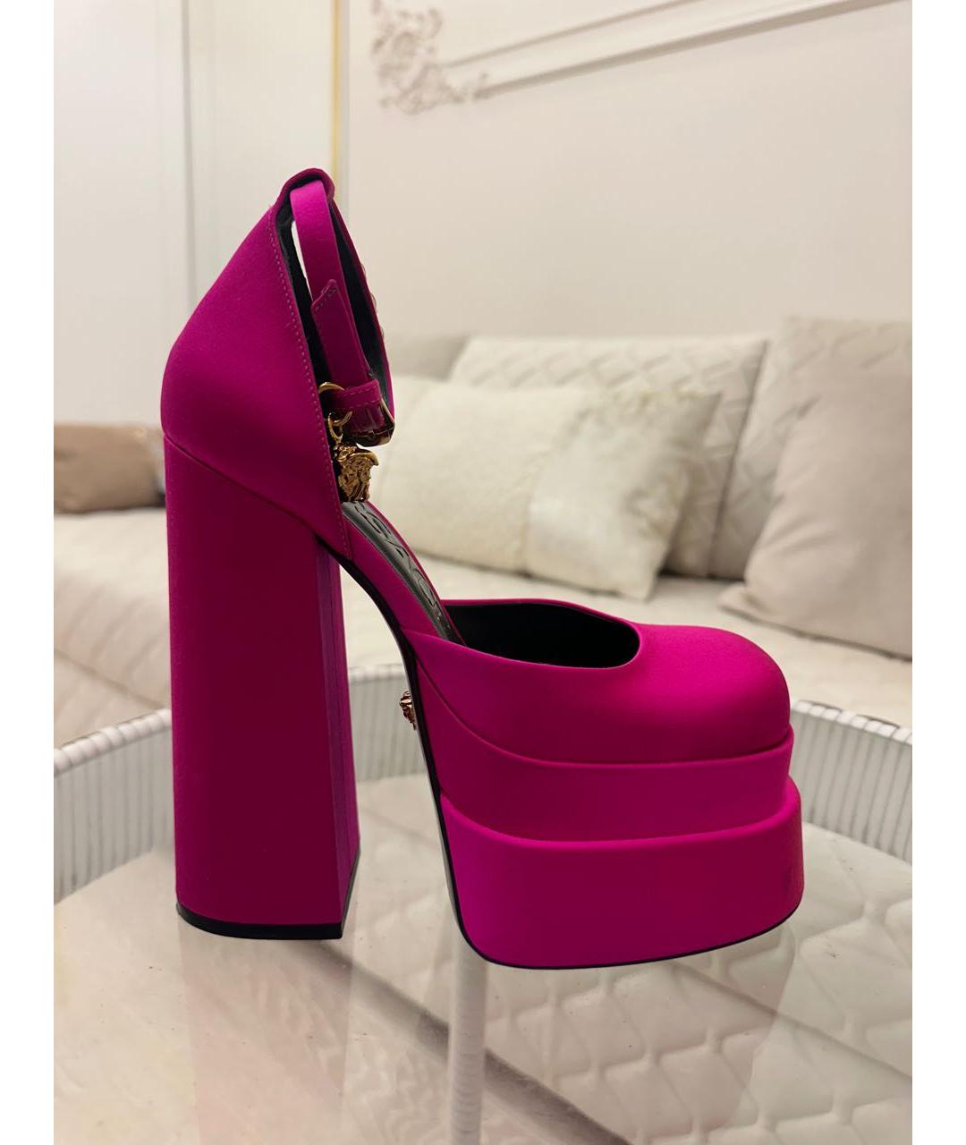 VERSACE Фуксия текстильные босоножки, фото 9