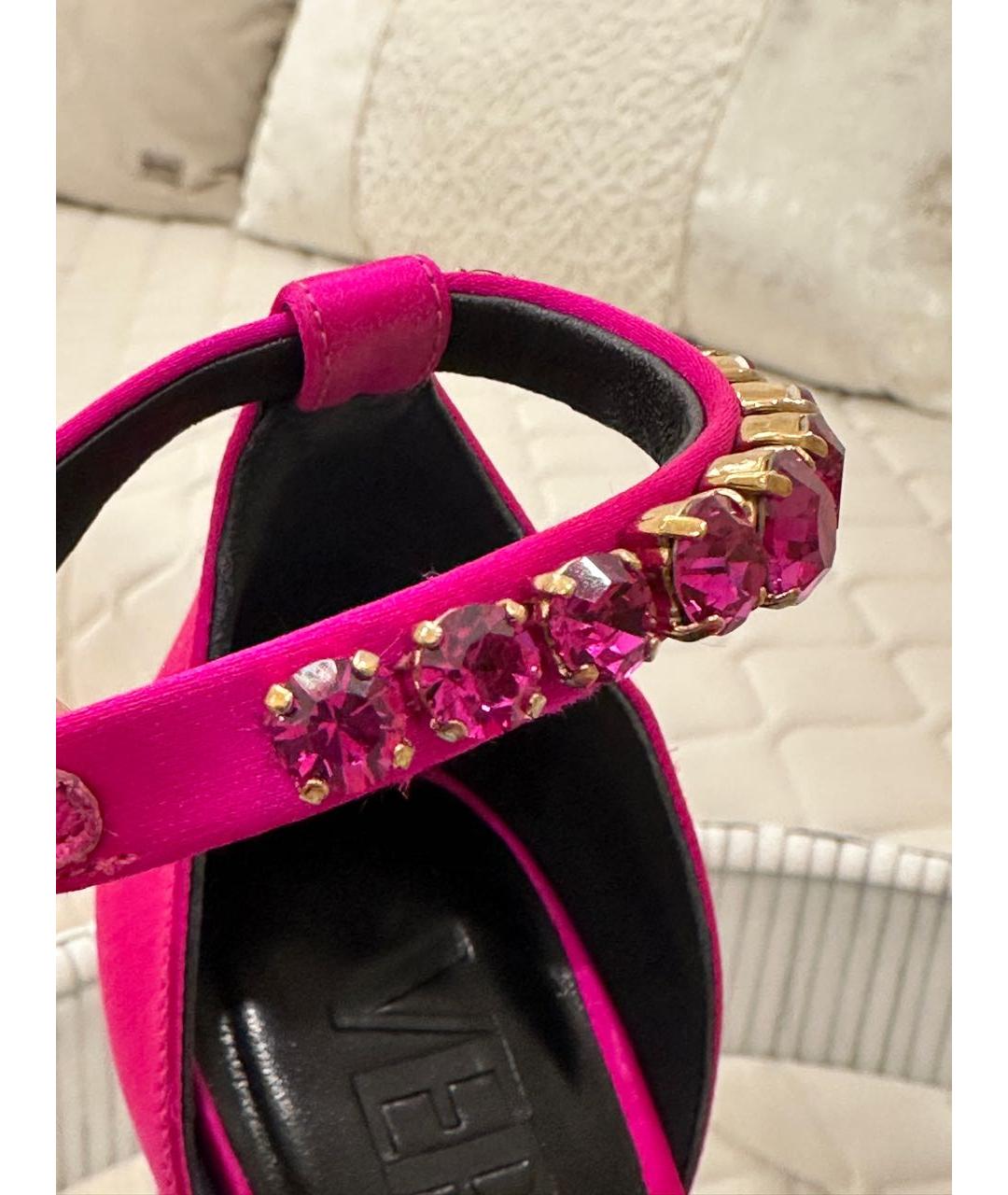 VERSACE Фуксия текстильные босоножки, фото 7
