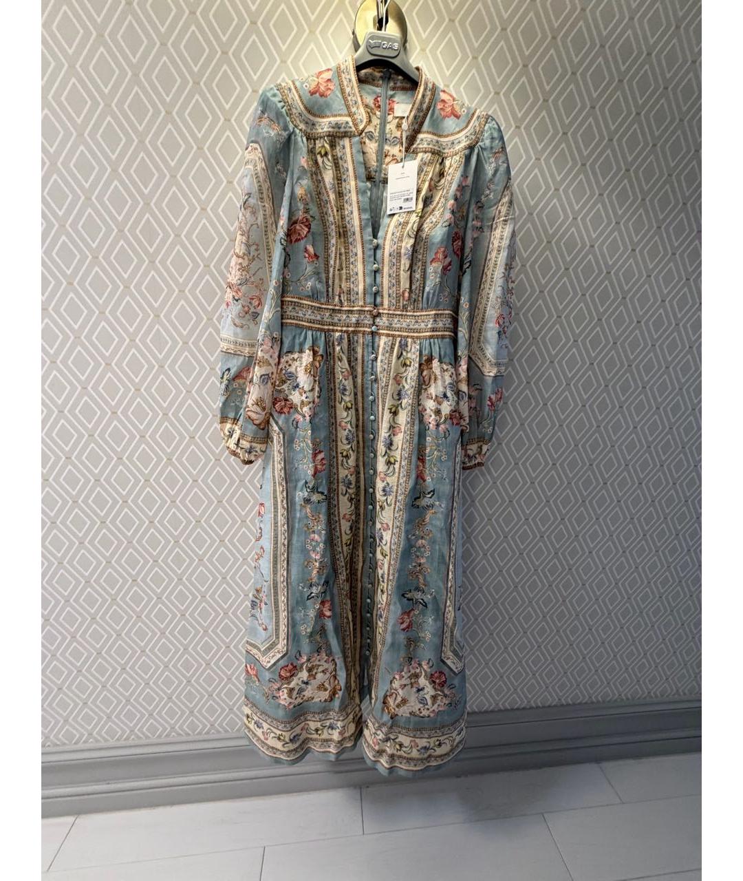 ZIMMERMANN Голубое льняное повседневное платье, фото 6