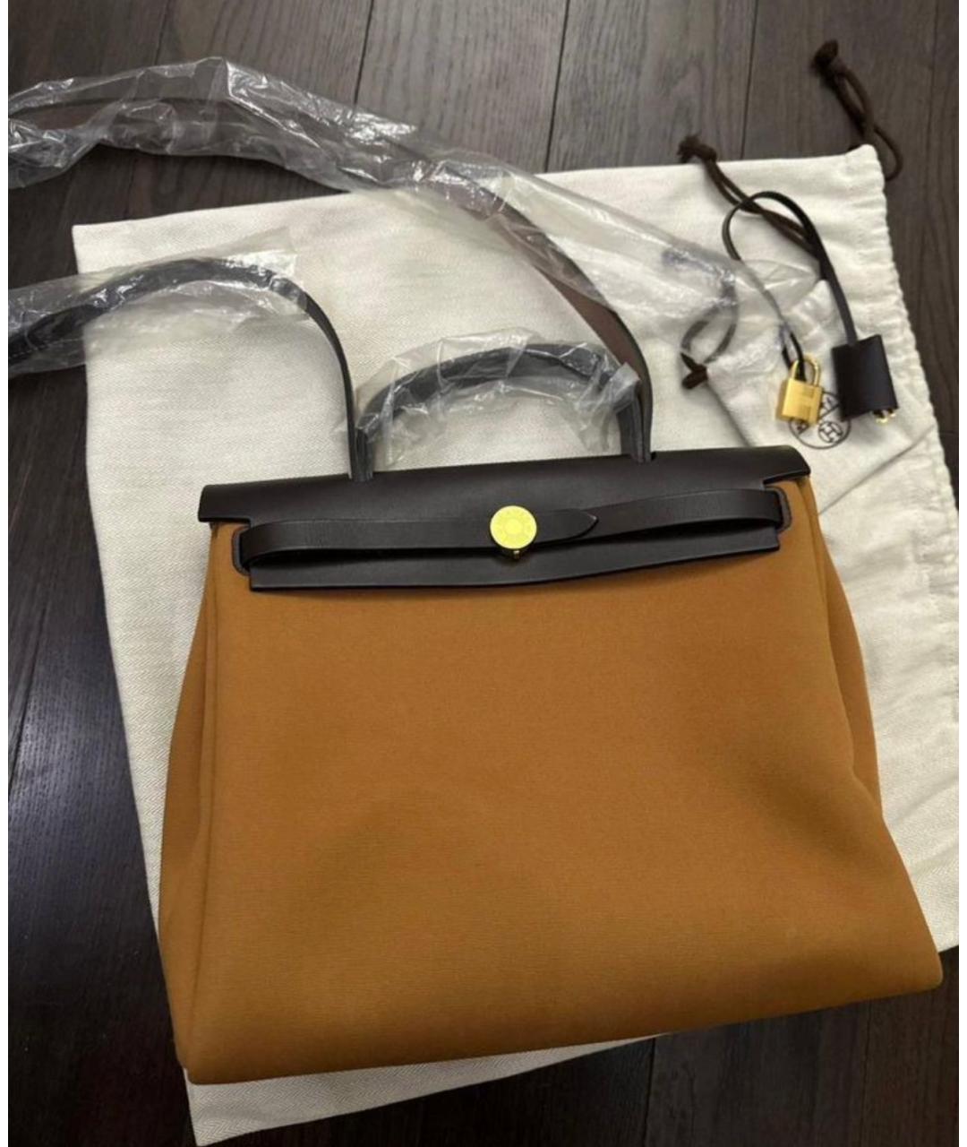 HERMES Оранжевая тканевая сумка через плечо, фото 8