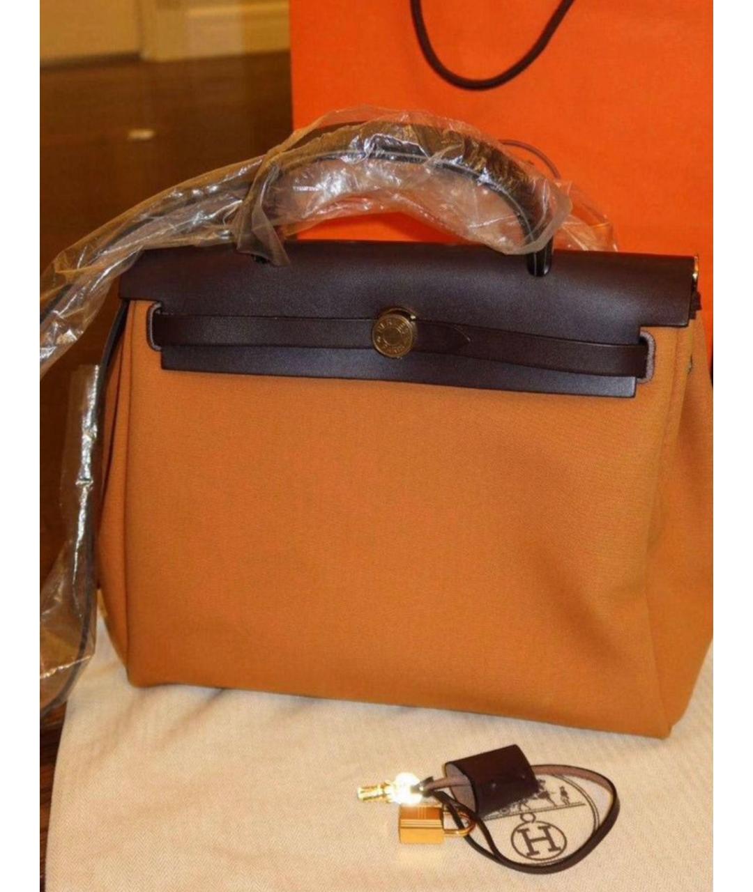 HERMES Оранжевая тканевая сумка через плечо, фото 2
