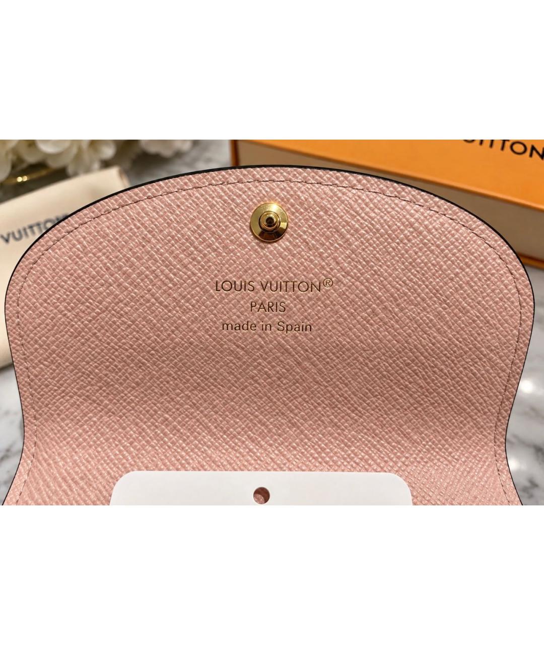 LOUIS VUITTON Розовый кожаный кошелек, фото 3