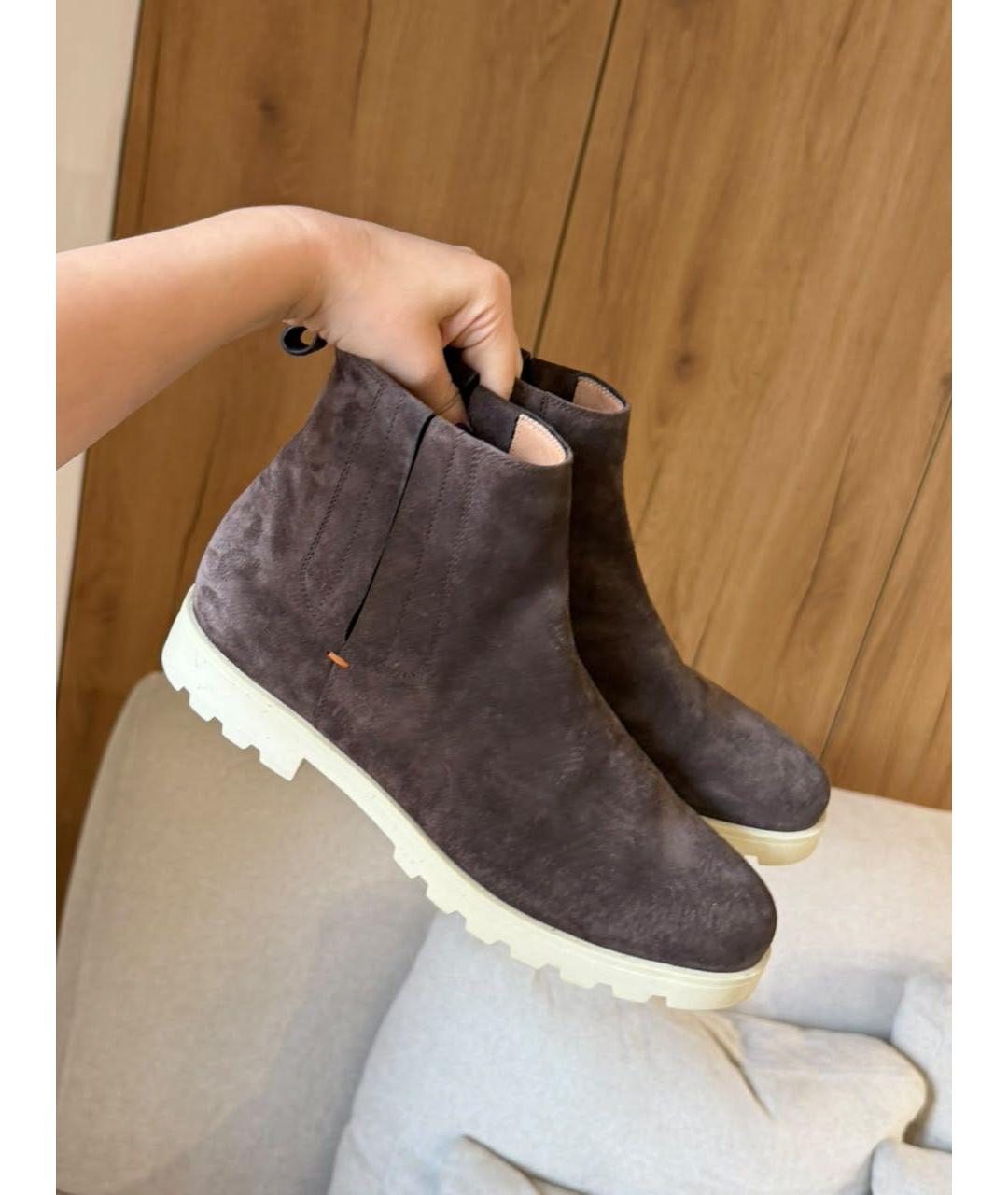 SANTONI Коричневые замшевые ботинки, фото 2