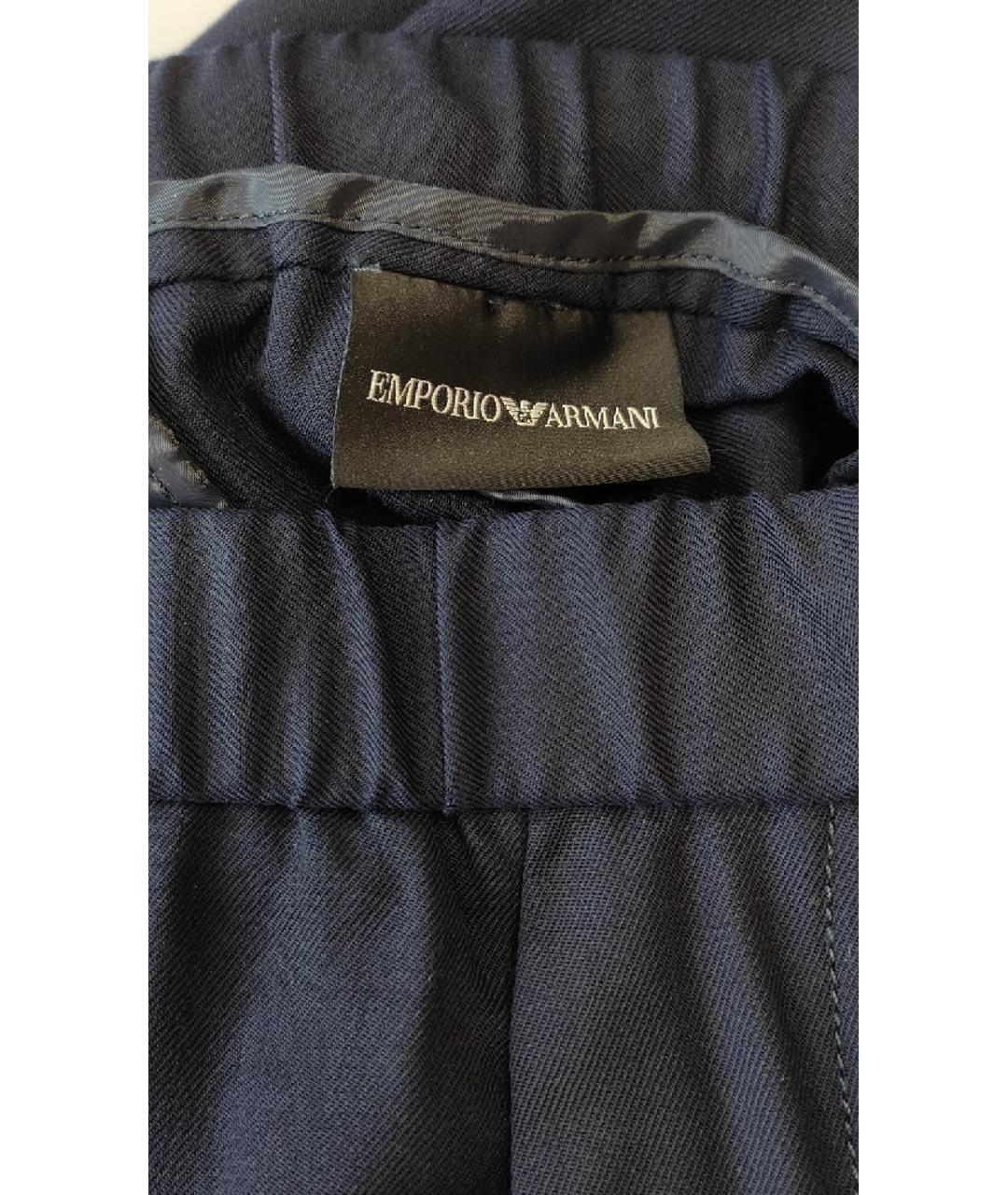 EMPORIO ARMANI Темно-синие шерстяные повседневные брюки, фото 6