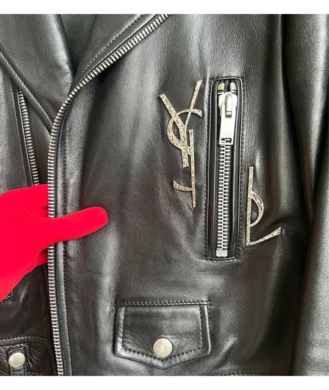 SAINT LAURENT Черная кожаная куртка, фото 3
