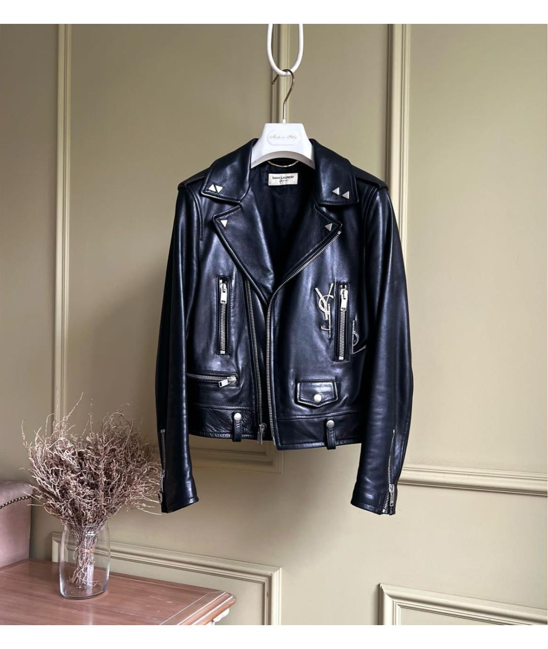 SAINT LAURENT Черная кожаная куртка, фото 2