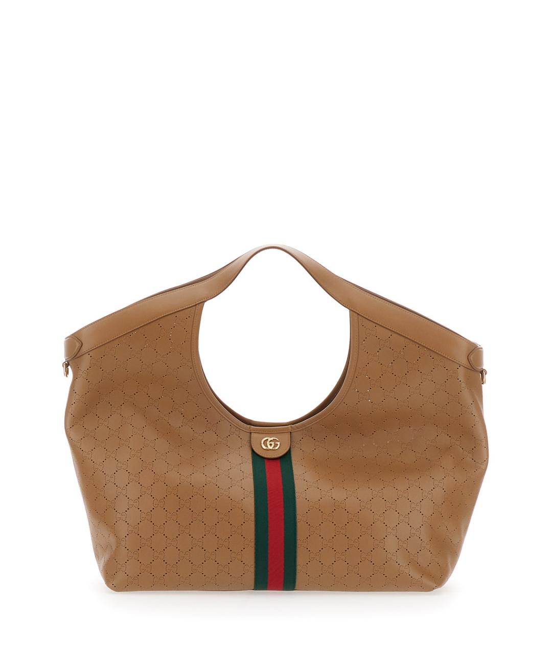 GUCCI Коричневая кожаная сумка тоут, фото 4