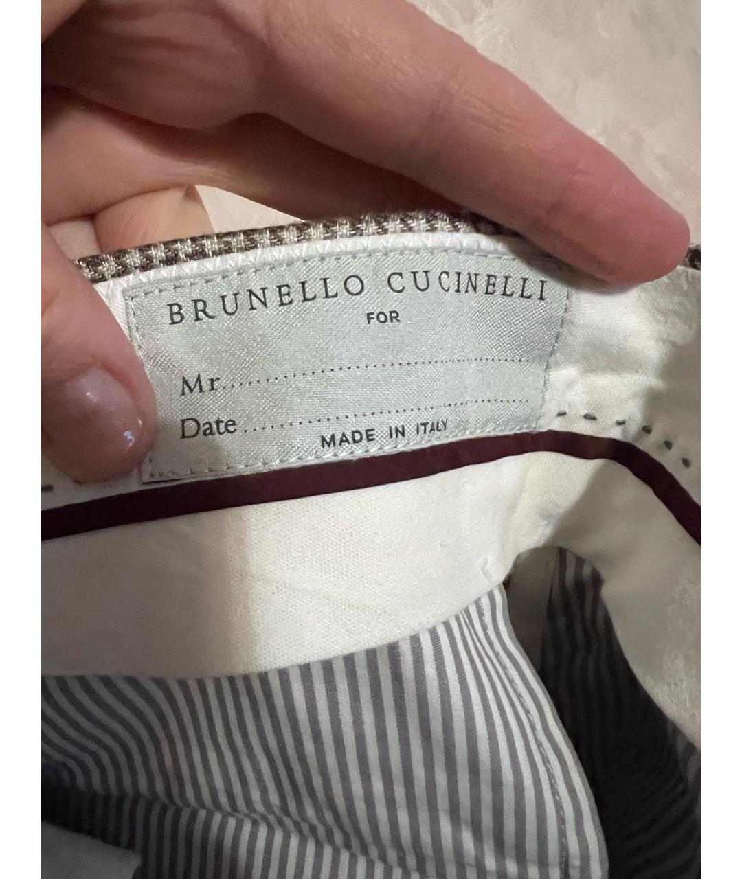BRUNELLO CUCINELLI Бежевые льняные повседневные брюки, фото 3