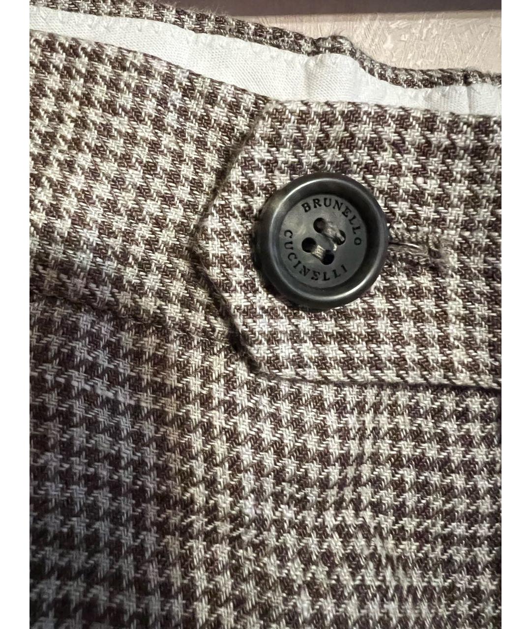 BRUNELLO CUCINELLI Бежевые льняные повседневные брюки, фото 4