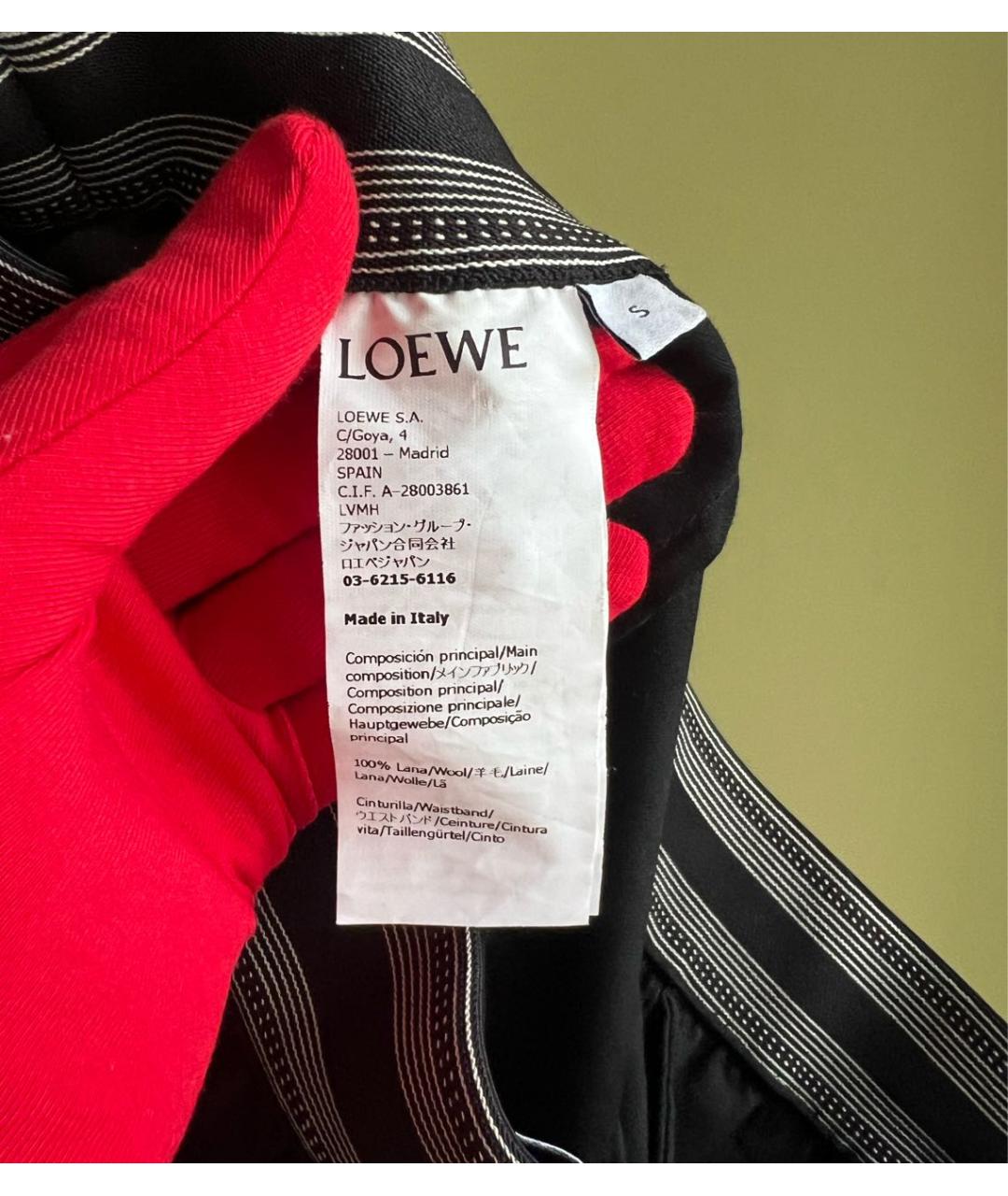 LOEWE Черные шерстяные брюки широкие, фото 8