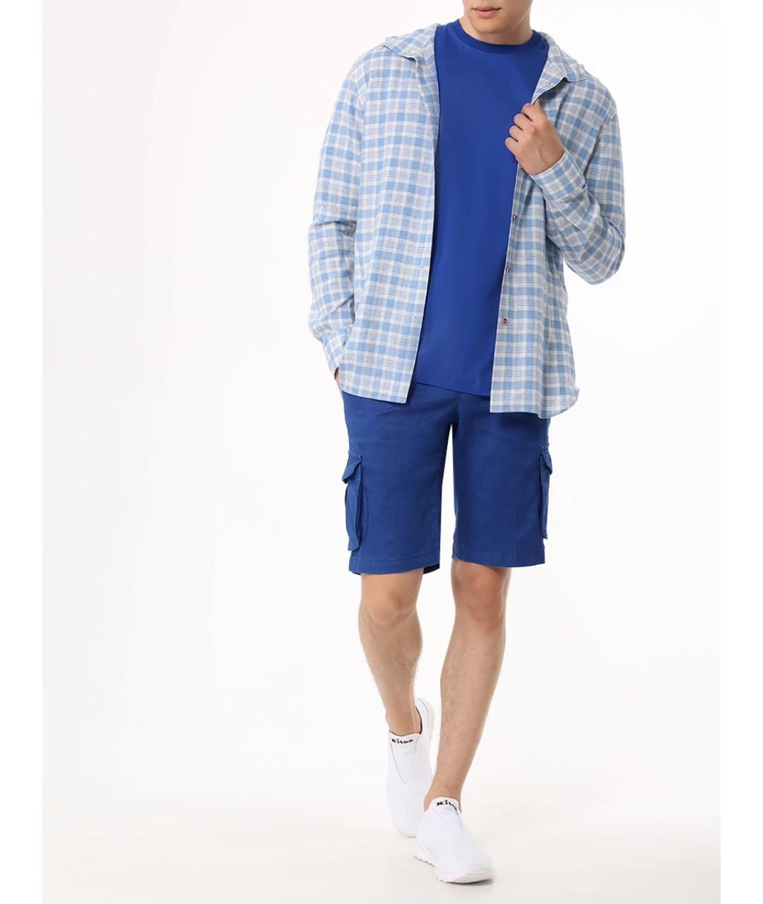 KITON Голубая хлопковая футболка, фото 2
