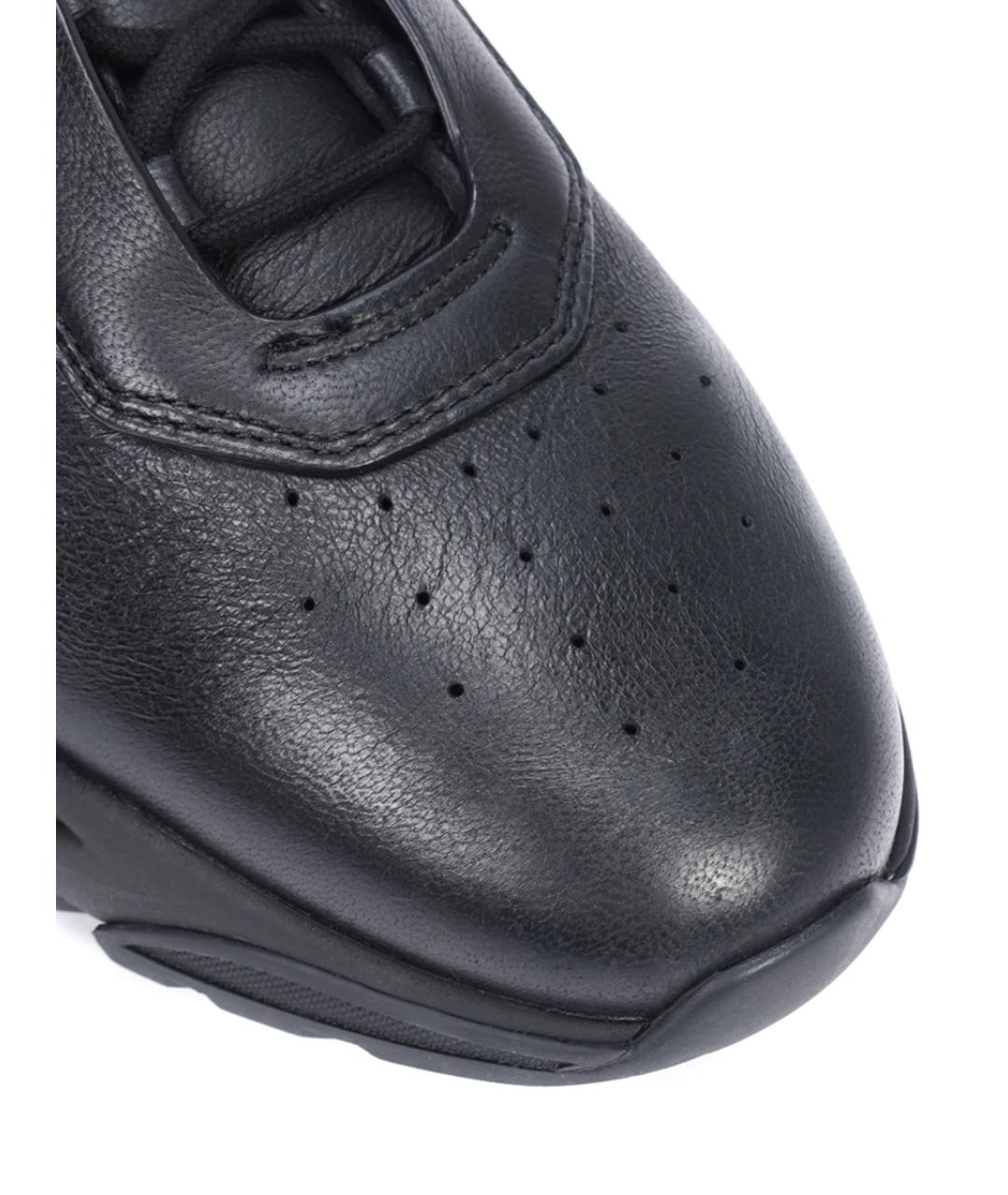 SANTONI Черные кожаные низкие кроссовки / кеды, фото 5