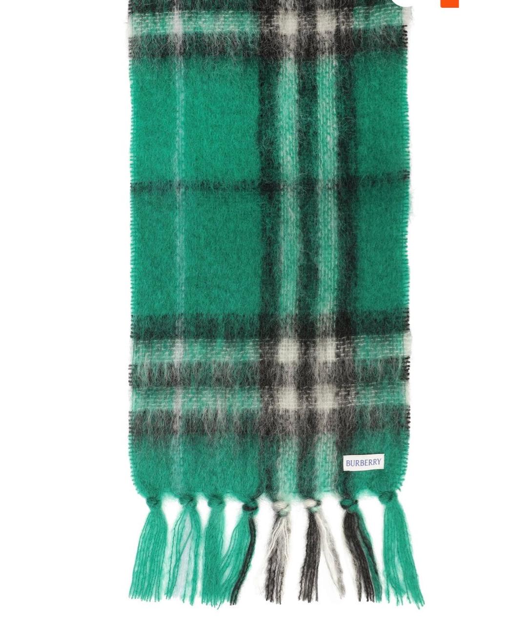 BURBERRY Зеленый шерстяной шарф, фото 9