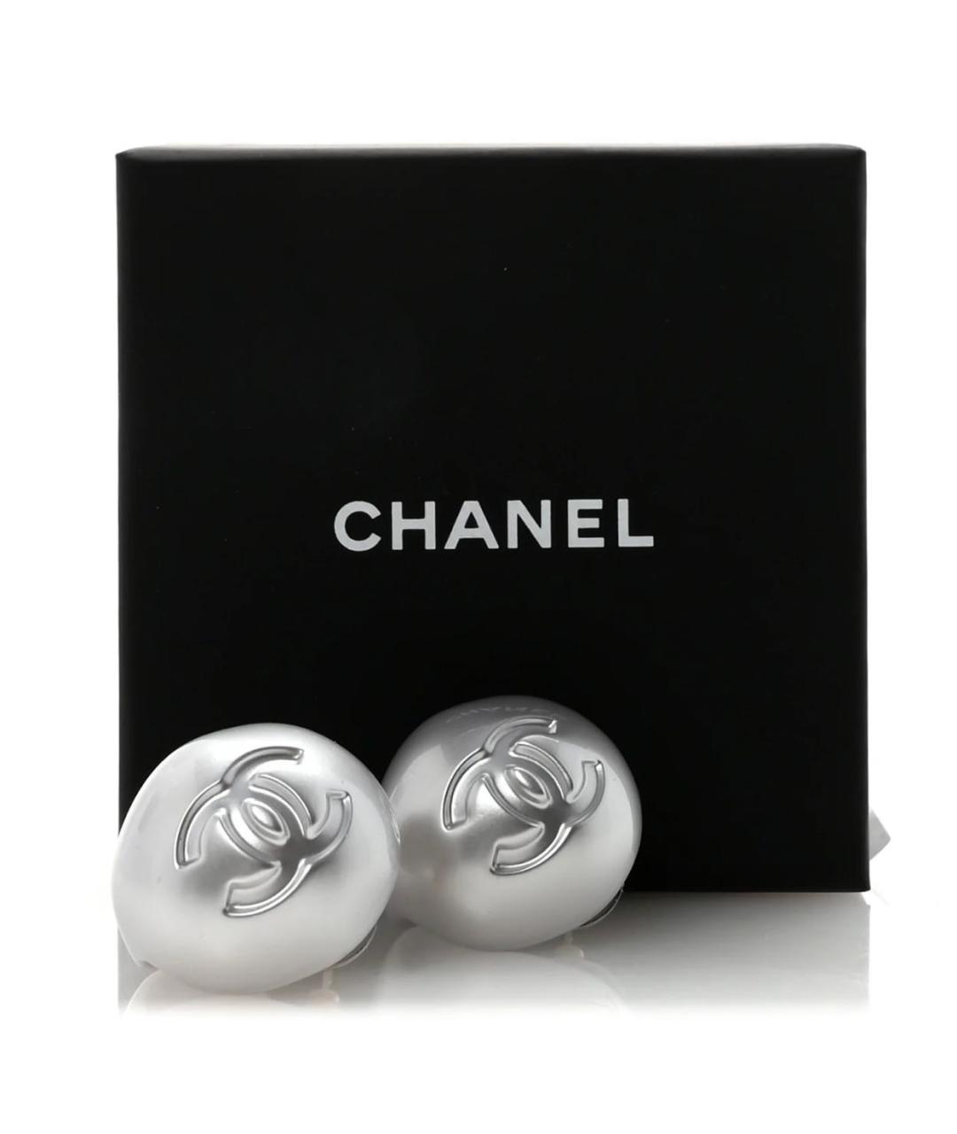 CHANEL Белые серьги, фото 3