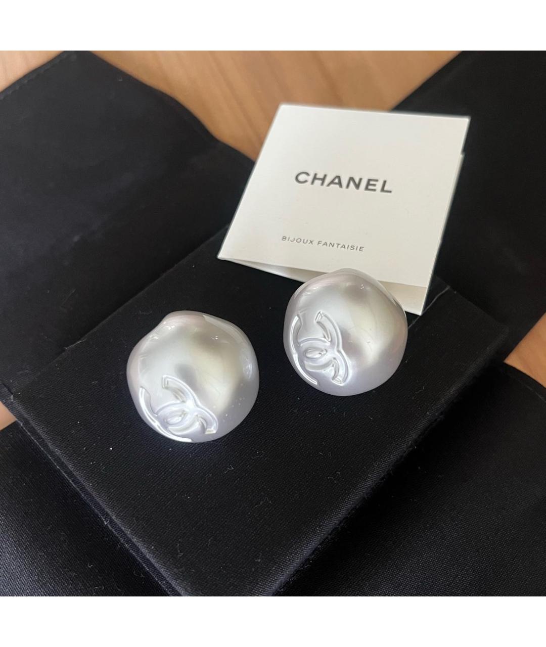 CHANEL Белые серьги, фото 8
