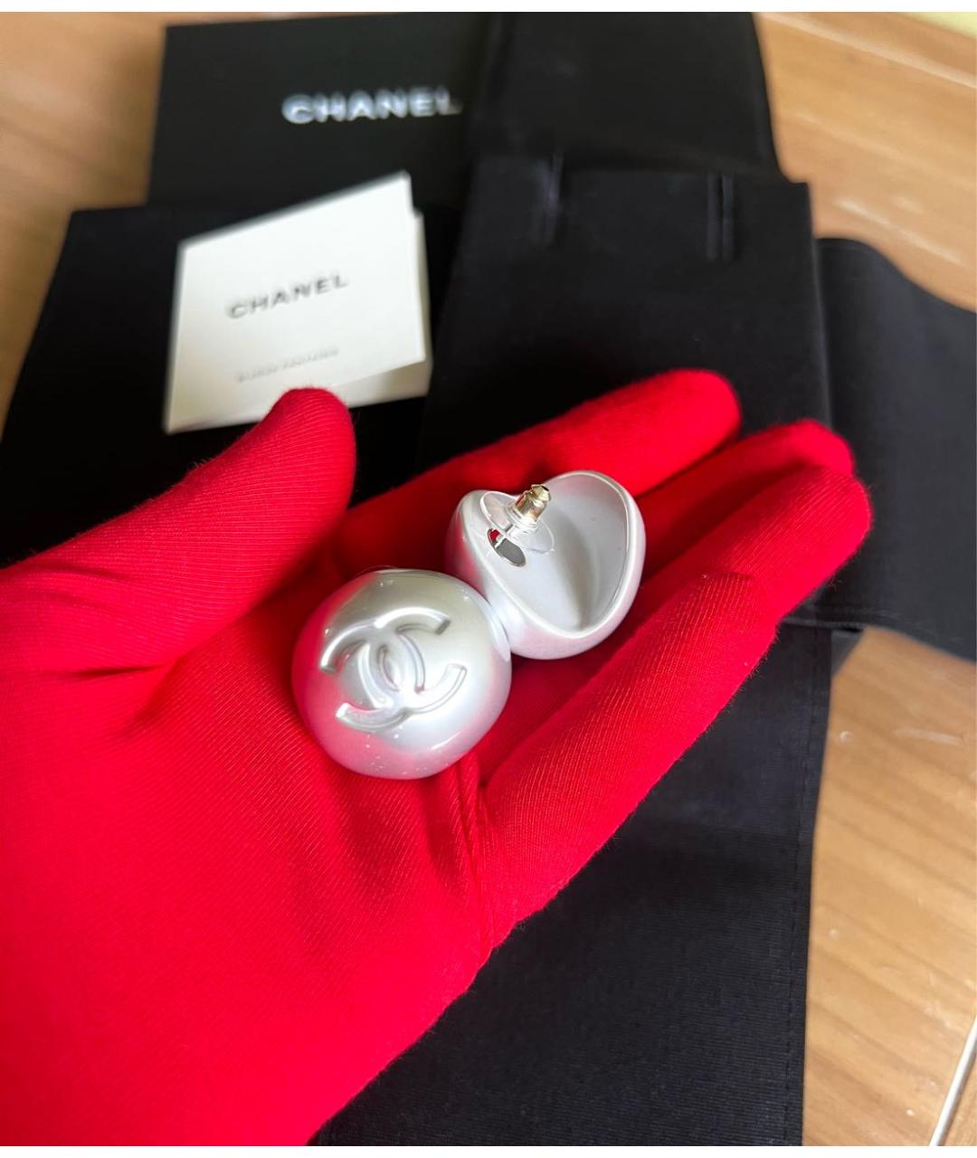 CHANEL Белые серьги, фото 5