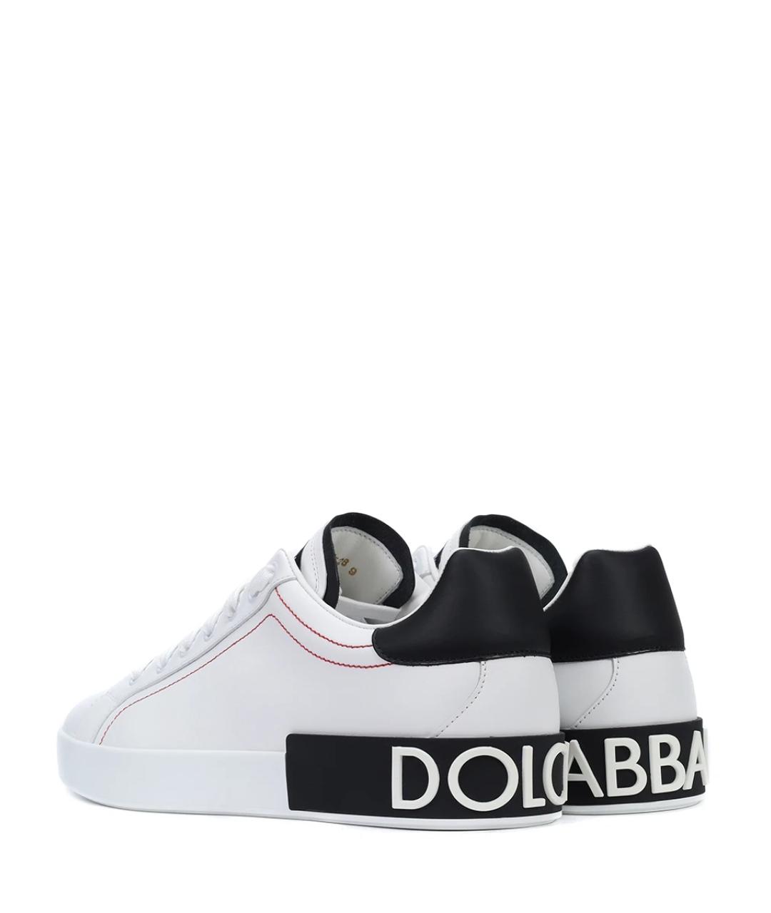 DOLCE&GABBANA Белые кожаные низкие кроссовки / кеды, фото 4
