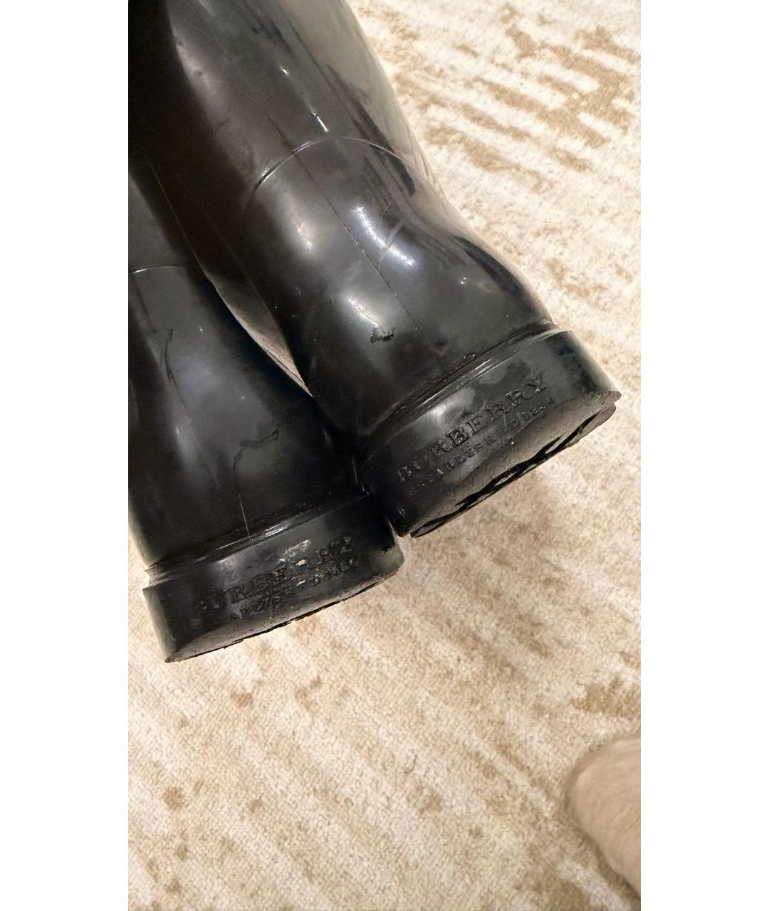 BURBERRY Черные резиновые сапоги, фото 4