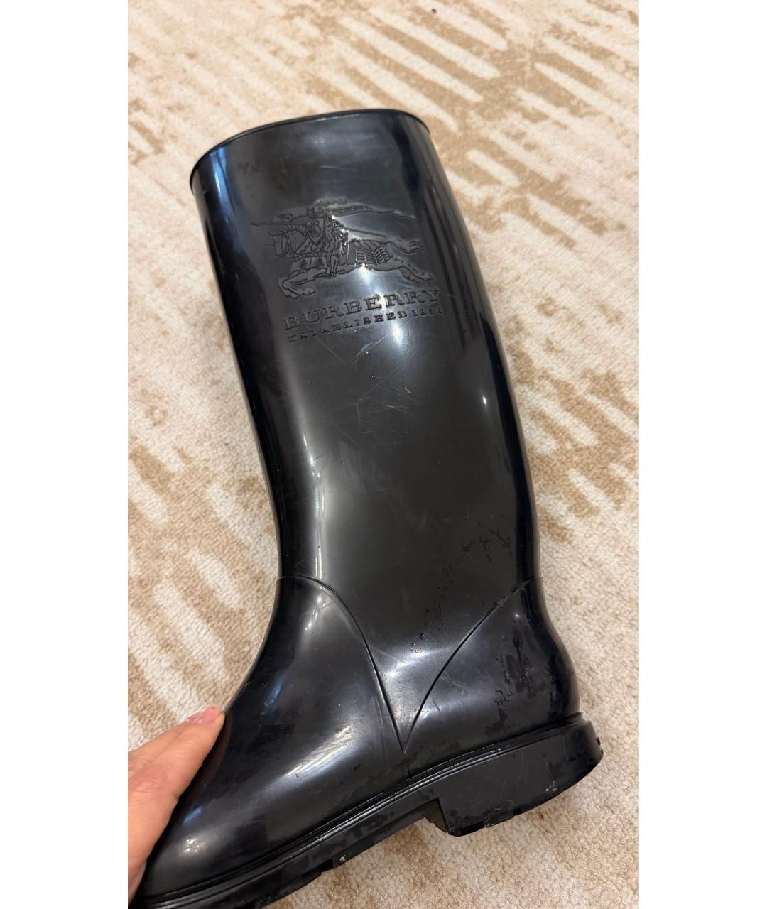 BURBERRY Черные резиновые сапоги, фото 7