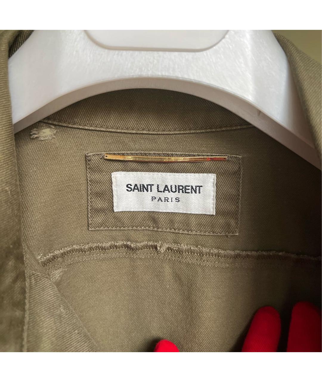 SAINT LAURENT Хаки рубашка, фото 7