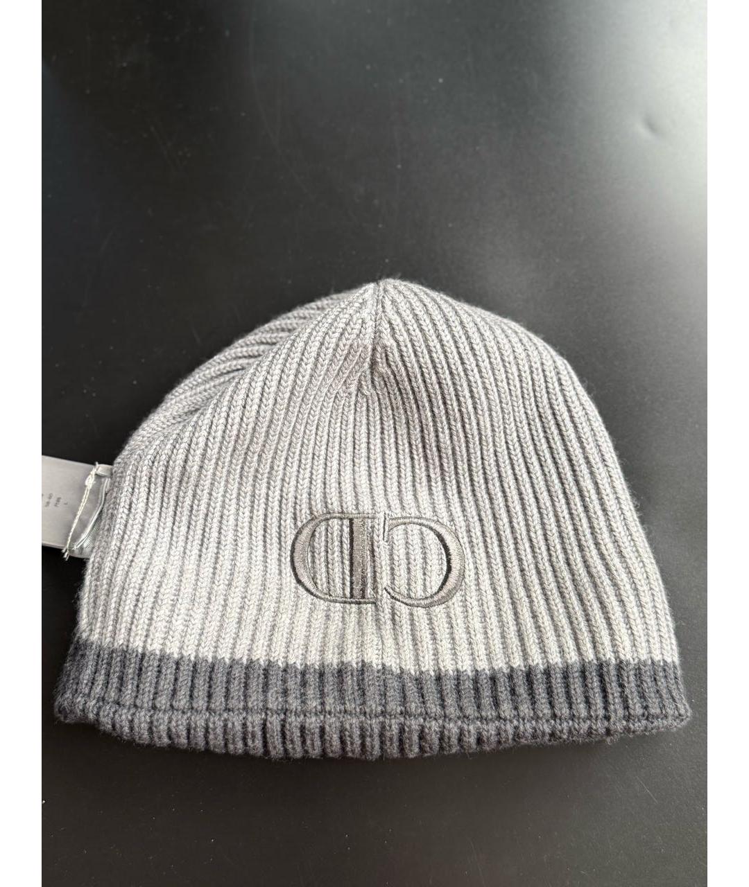 CHRISTIAN DIOR Серая шерстяная шапка, фото 4