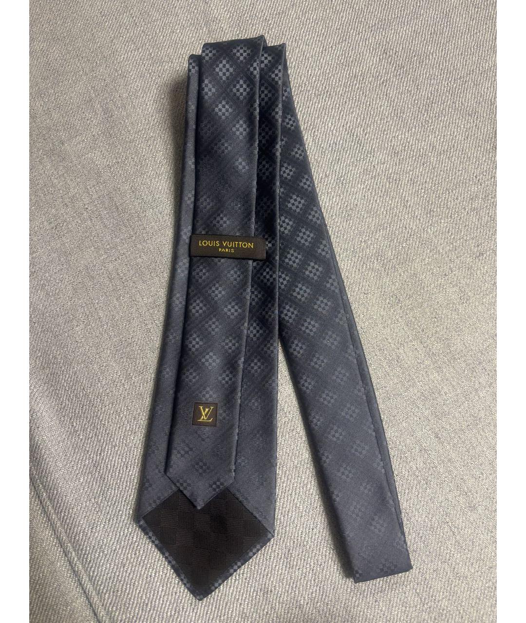 LOUIS VUITTON Антрацитовый шелковый галстук, фото 3