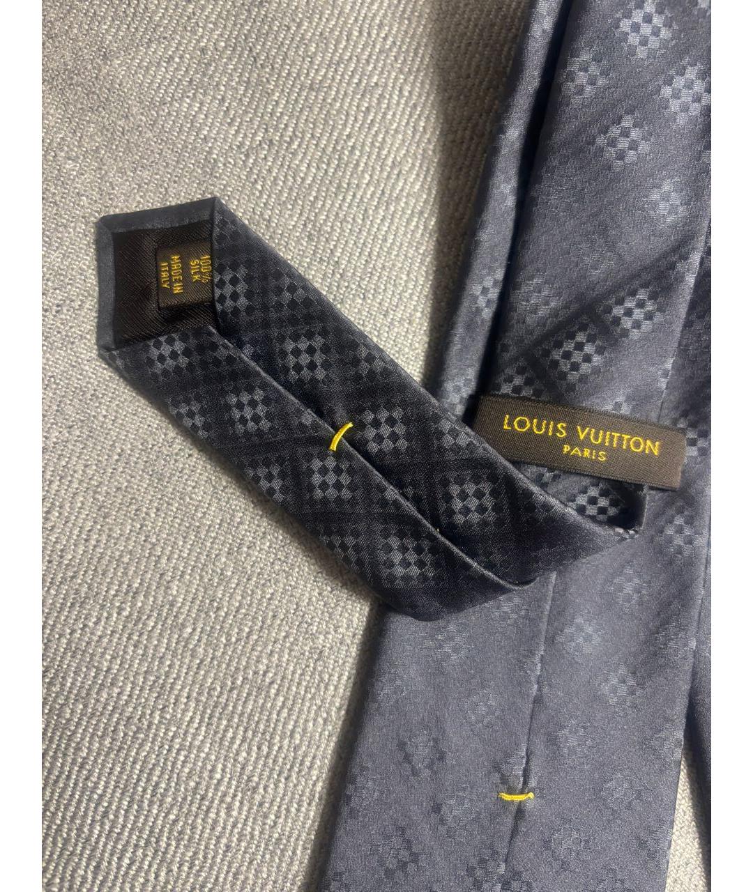 LOUIS VUITTON Антрацитовый шелковый галстук, фото 2