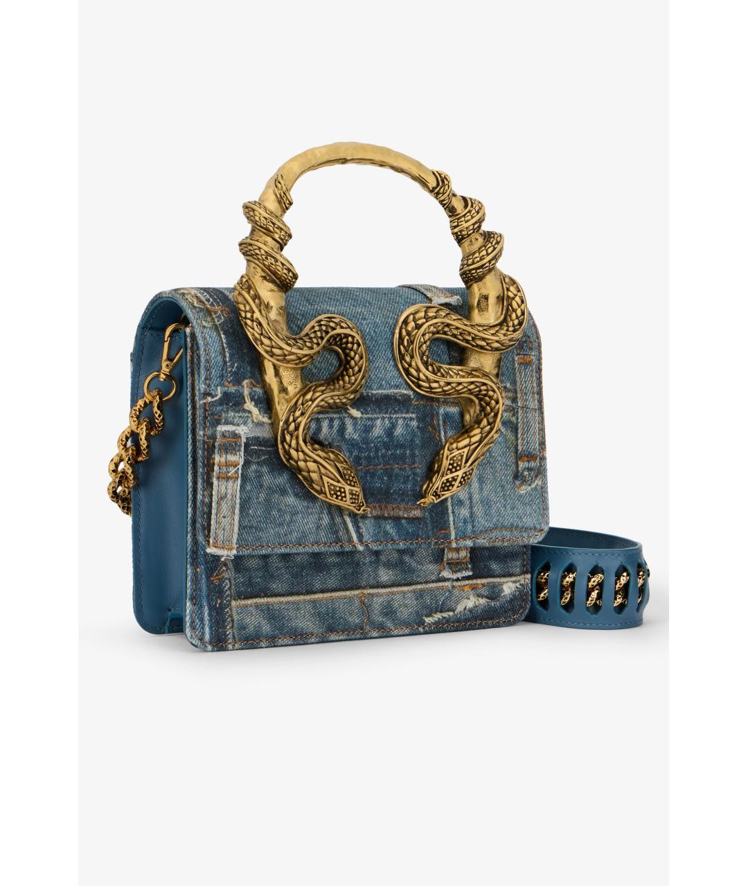 ROBERTO CAVALLI Синяя деним сумка через плечо, фото 3