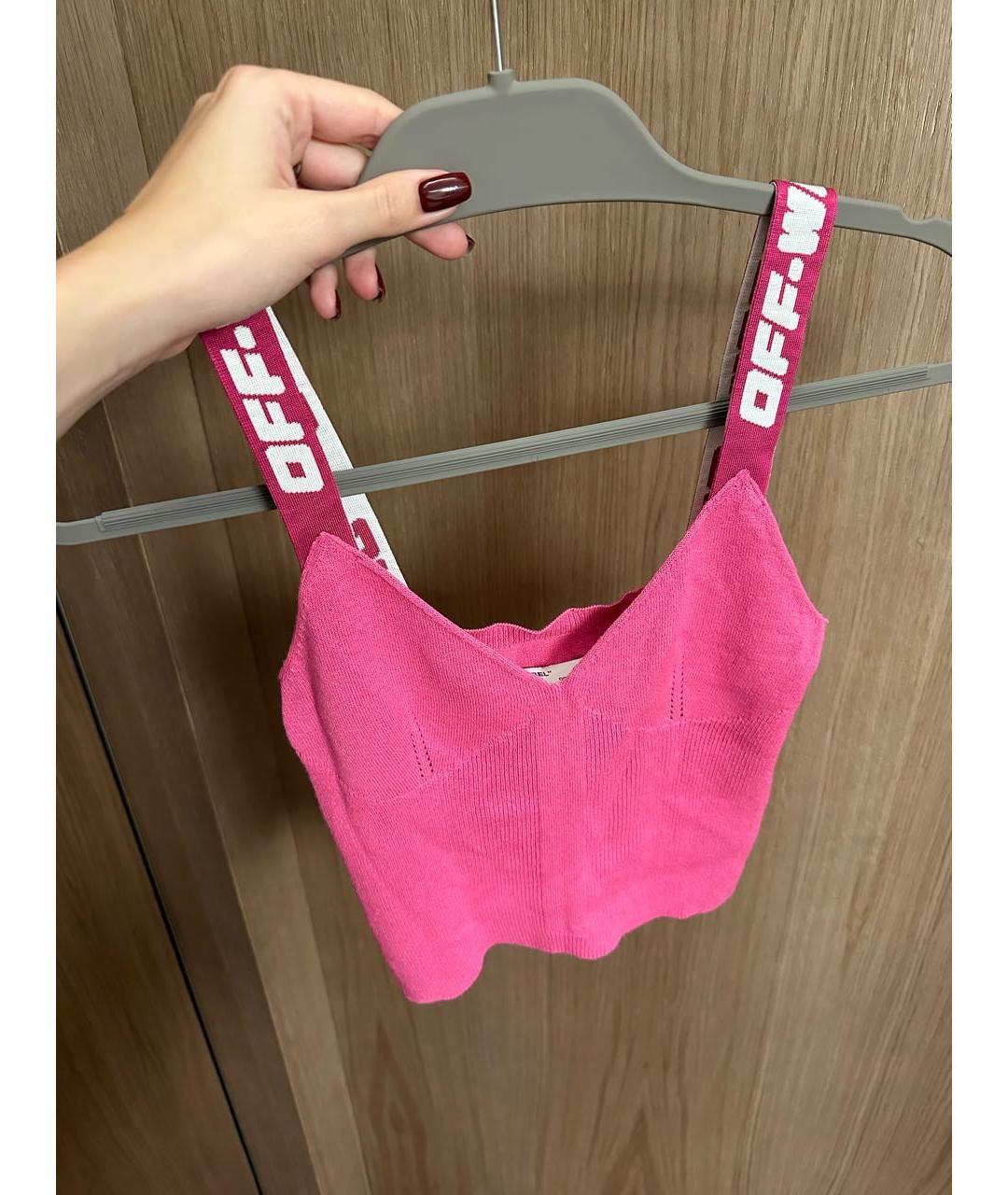 OFF-WHITE Фуксия вискозная майка, фото 3