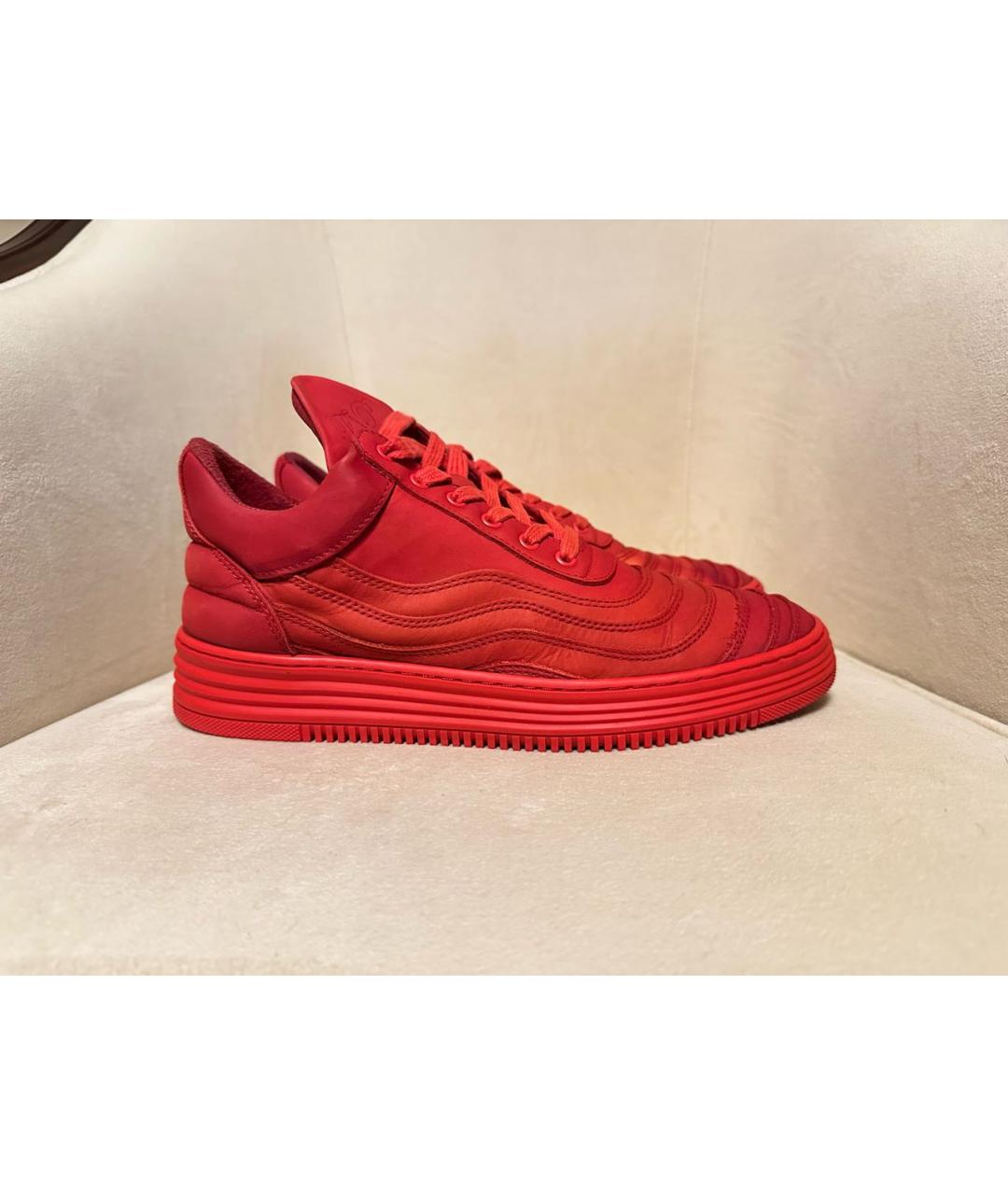 Filling pieces Красные нубуковые низкие кроссовки / кеды, фото 7
