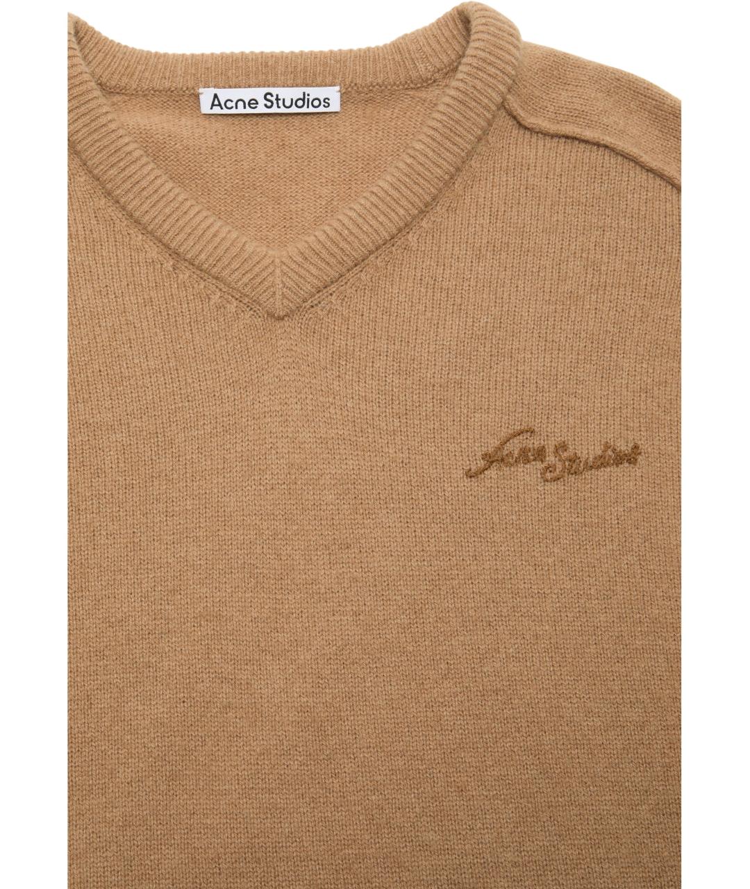 ACNE STUDIOS Бежевый шерстяной джемпер / свитер, фото 3