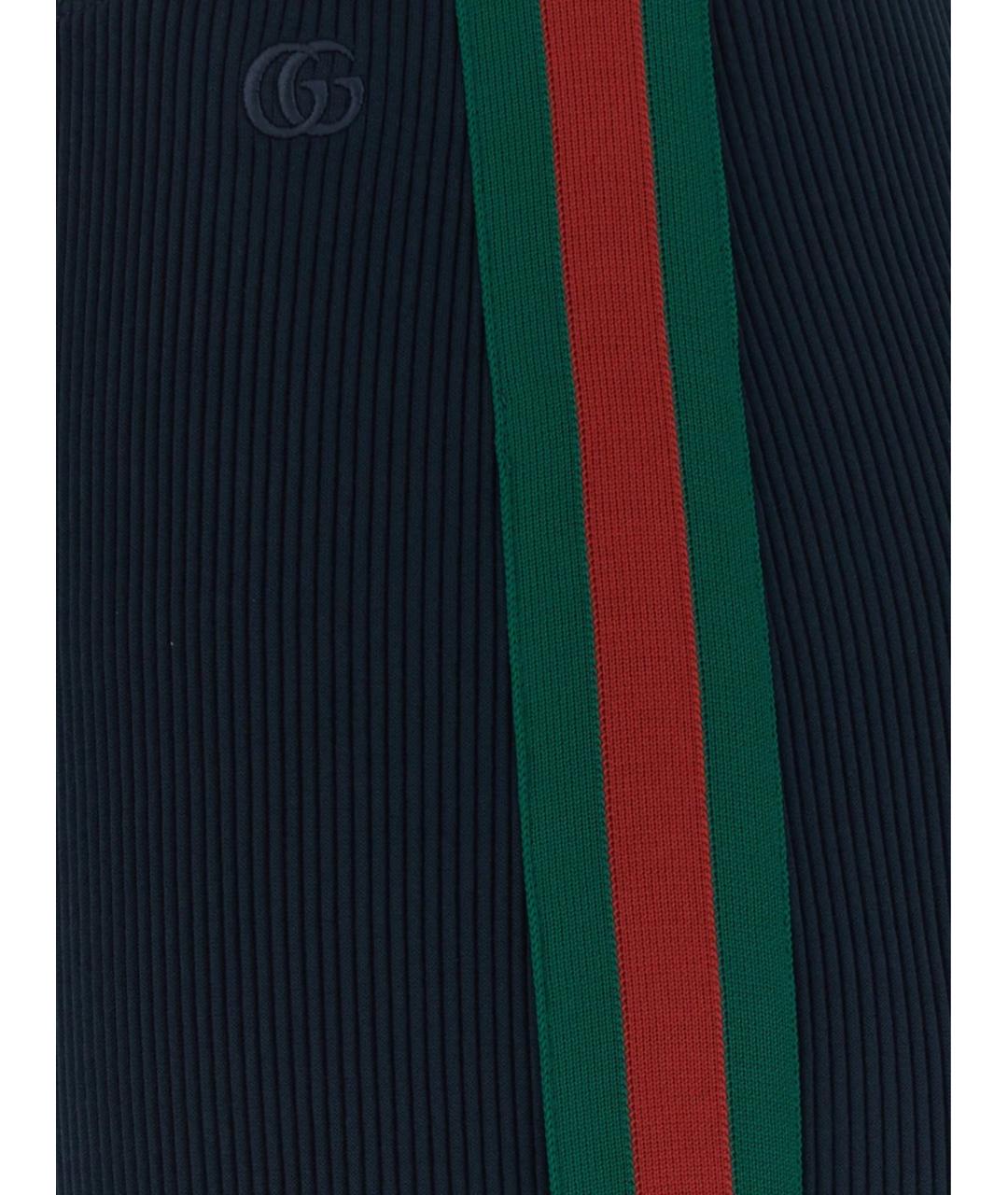 GUCCI Синие хлопковые прямые брюки, фото 3