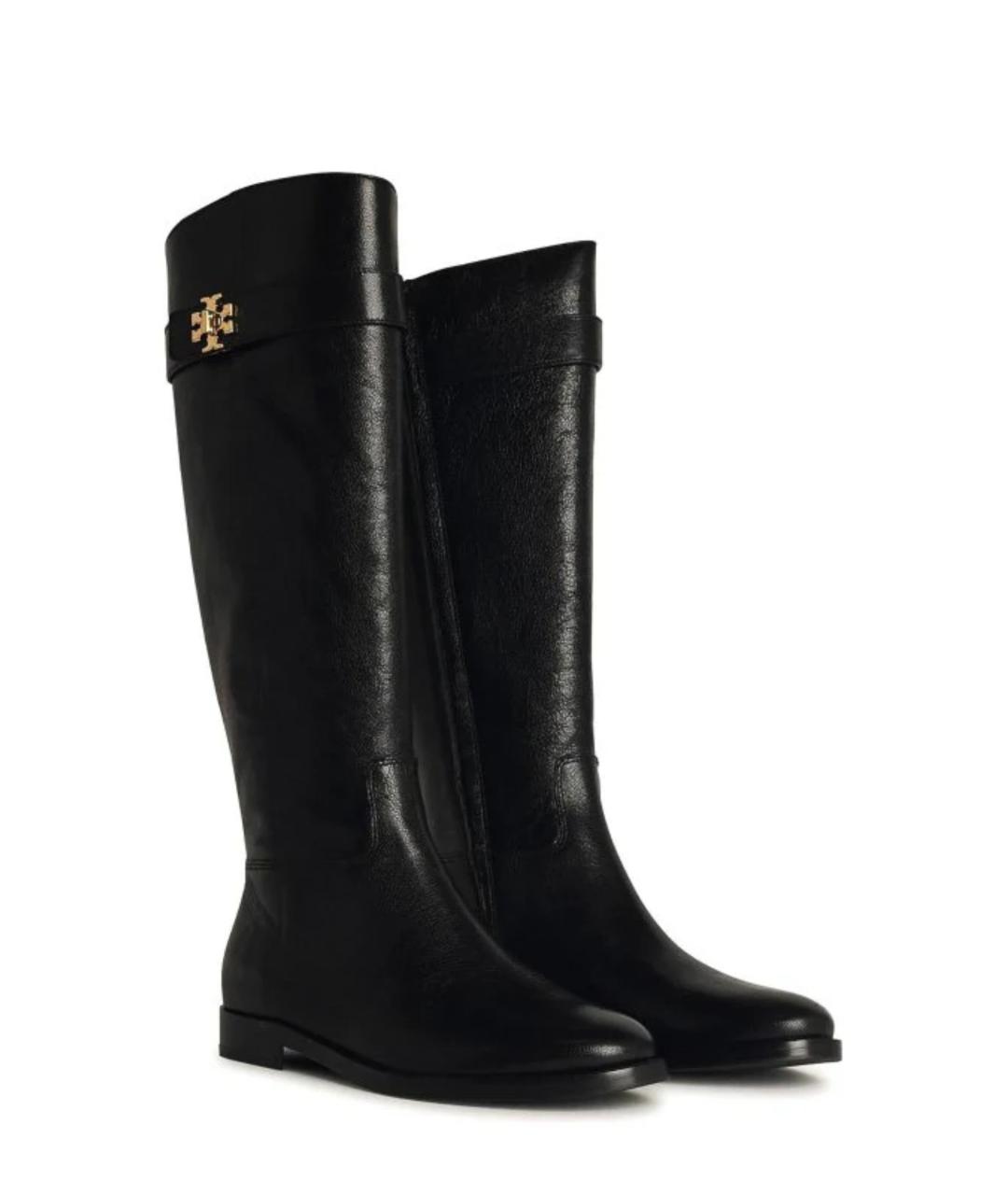 TORY BURCH Черные кожаные сапоги, фото 2