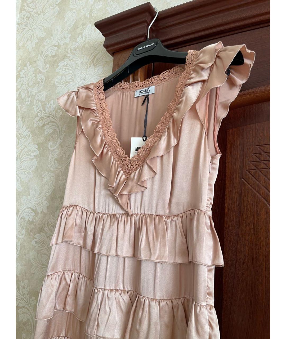 MOSCHINO Розовое шелковое коктейльное платье, фото 3