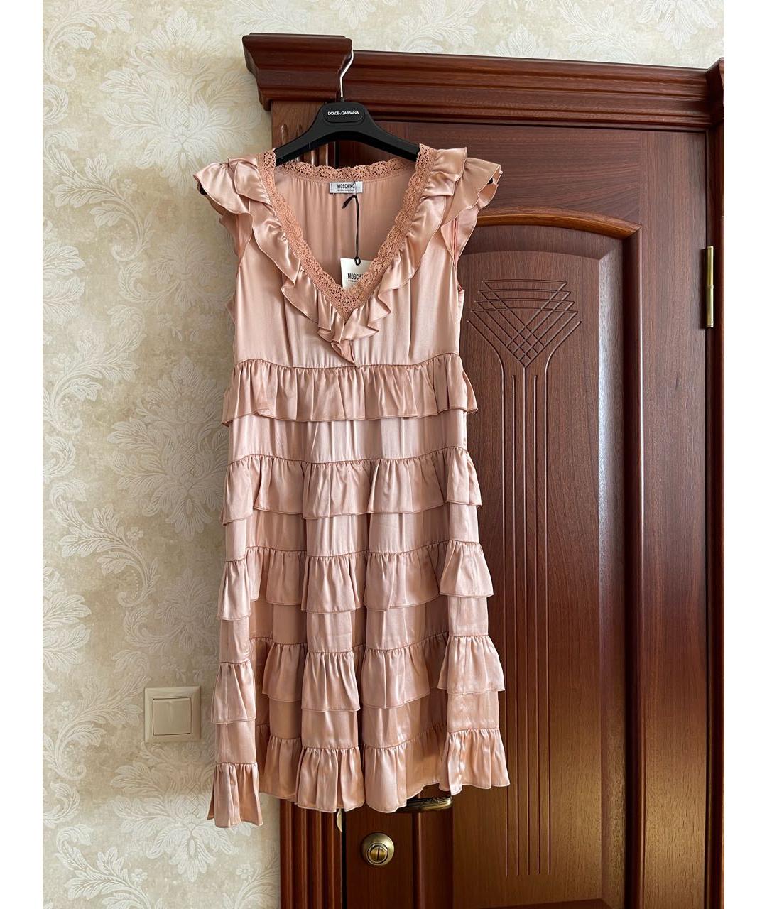 MOSCHINO Розовое шелковое коктейльное платье, фото 5